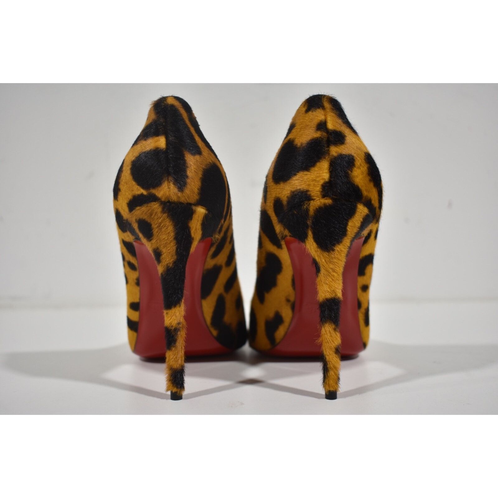 Christian Louboutin Kate 100 Spicy Pony Fur Leopard Black Brown Heel Pump 40 Size US 10 / IT 40 - 11 Thumbnail