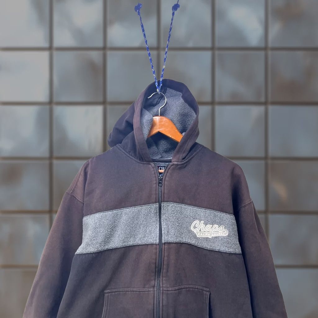 Polo Ralph Lauren VINTAGE Polo Ralph Lauren Chaps Sun Faded Zip Up Hoodie Large Black 90s Mens Sweatshirt Pullover Size US L / EU 52-54 / 3 - 1 Thumbnail