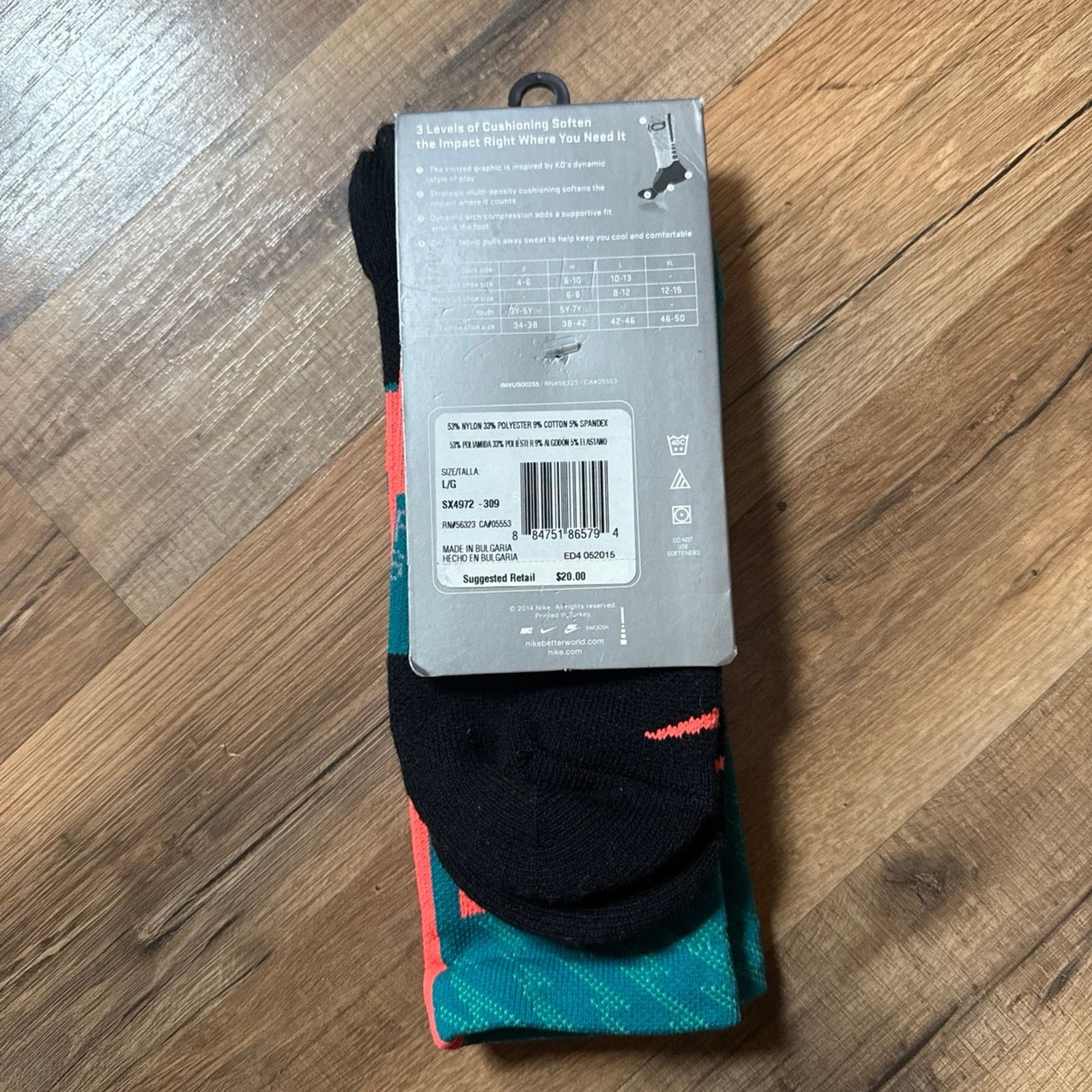 Nike 2014 Nike KD Hyper Elite Cushioned Basketball Crew Socks Size ONE SIZE - 4 Thumbnail