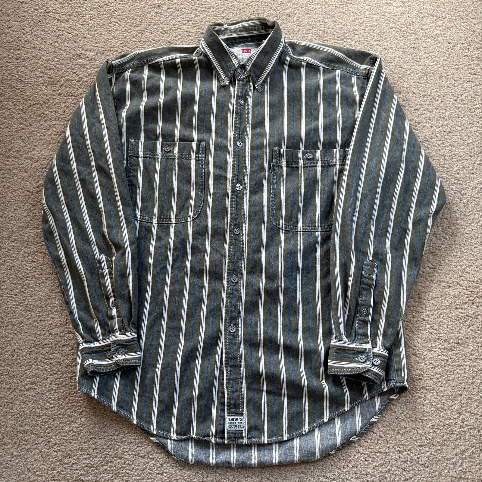 Levi's vtg Levi’s Vertical Striped Cotton Longsleeve Button Up Sz M Size US M / EU 48-50 / 2 - 1 Thumbnail