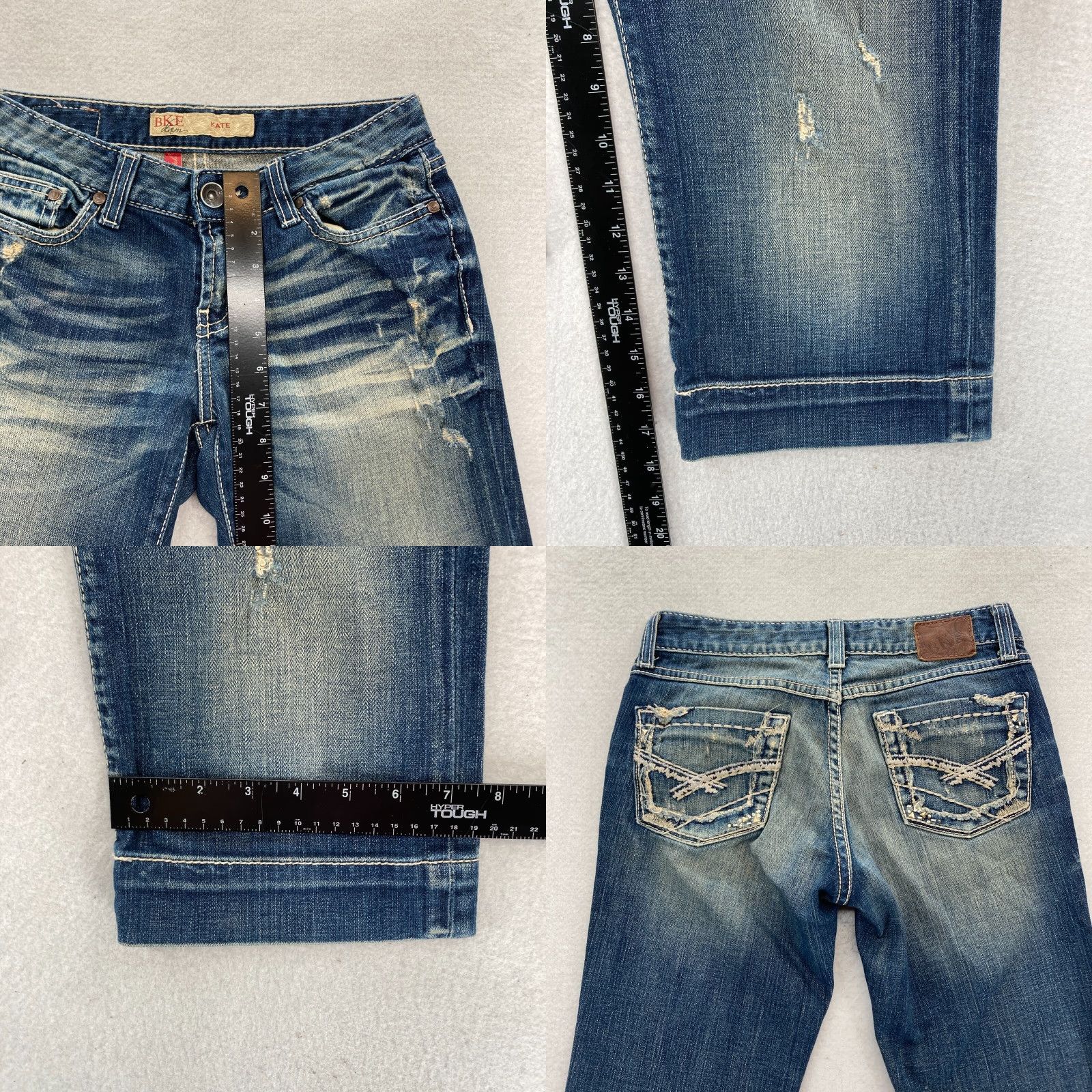 Vintage Buckle Bke Capri Jeans Women's 26 Kate Dark Wash Blue Stretch Denim Low Rise Size 26" / US 2 / IT 38 - 8 Thumbnail
