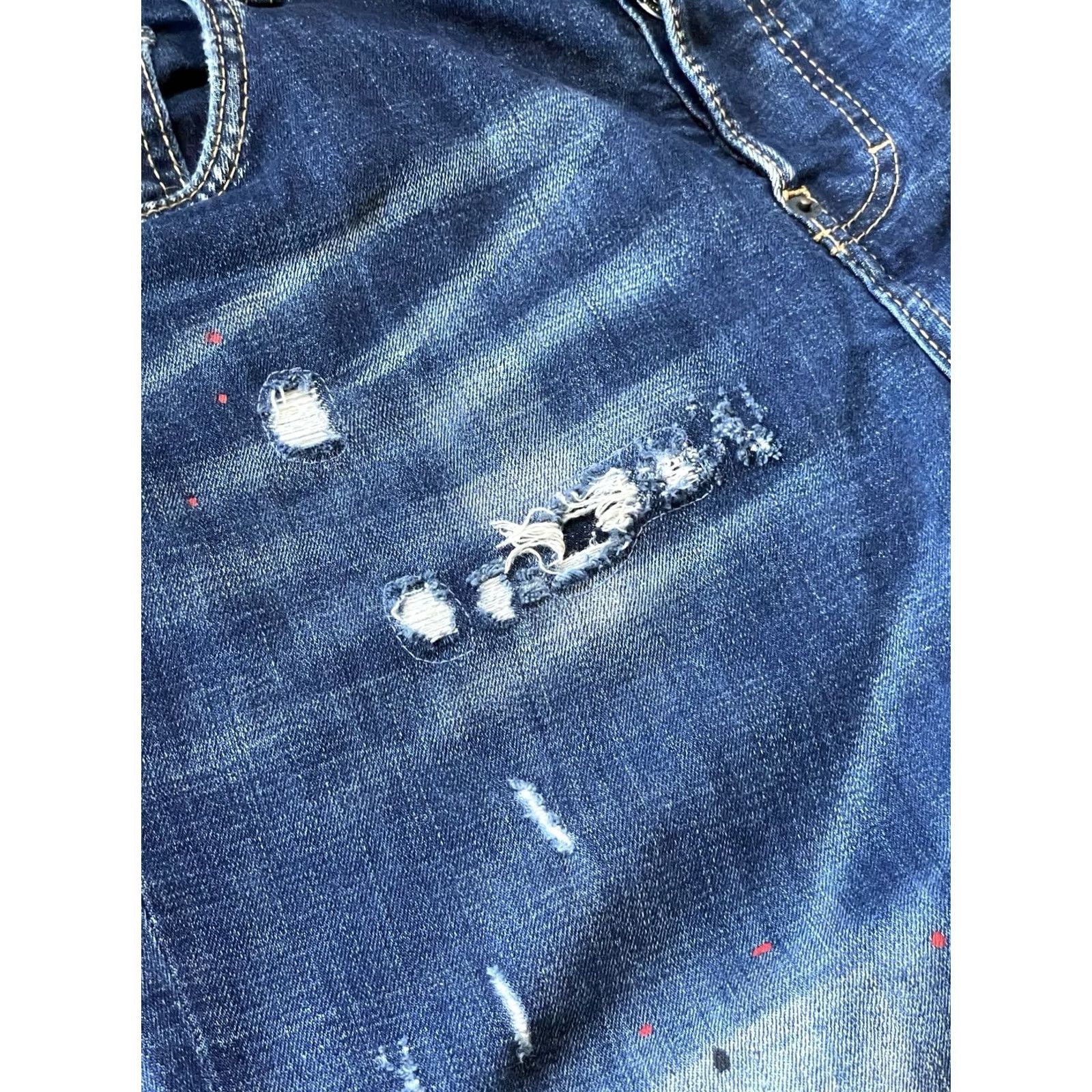 Dsquared2 Dsquared2 Slim Jeans Distressed Paint Denim Jeans Made In Italy Size 48 Mens Slim Blue City Biker 90s? Size US 32 / EU 48 - 4 Thumbnail