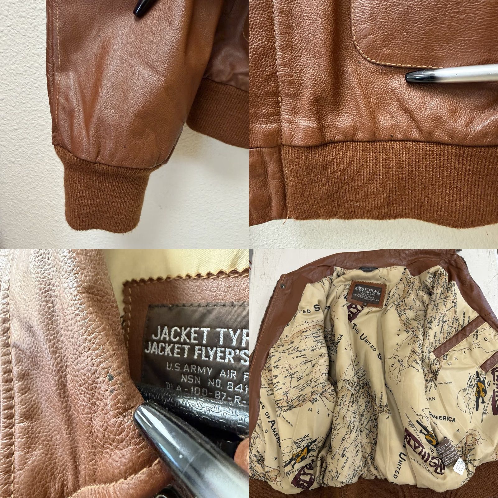 Vintage VINTAGE US Army Air Force Jacket Leather Brown Size Men M Reg Size US M / EU 48-50 / 2 - 8 Thumbnail