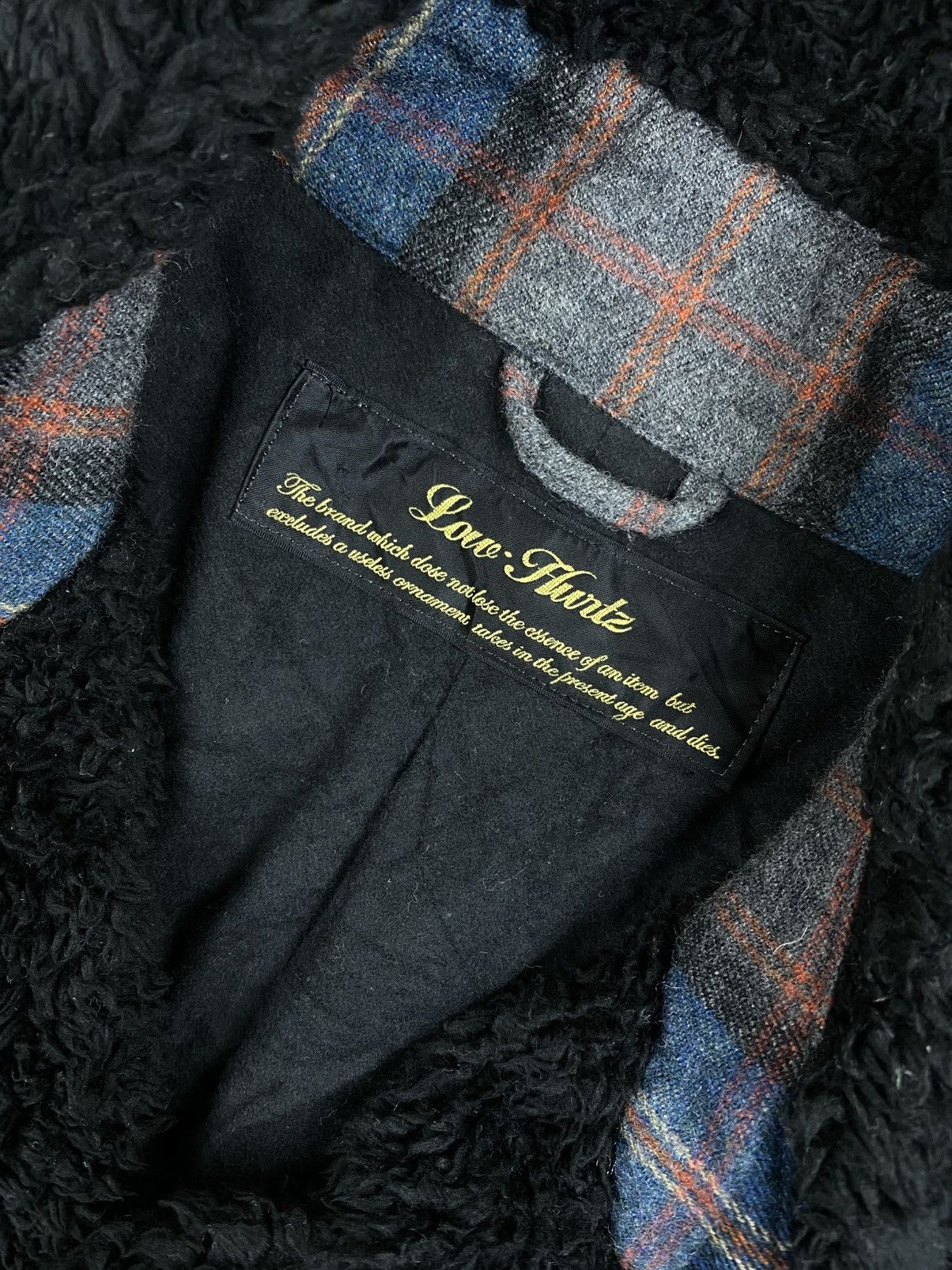 Japanese Brand Vtg Low Hurtz Blue & Grey Wool Plaid Sherpa Collar Jacket Size US M / EU 48-50 / 2 - 12 Thumbnail