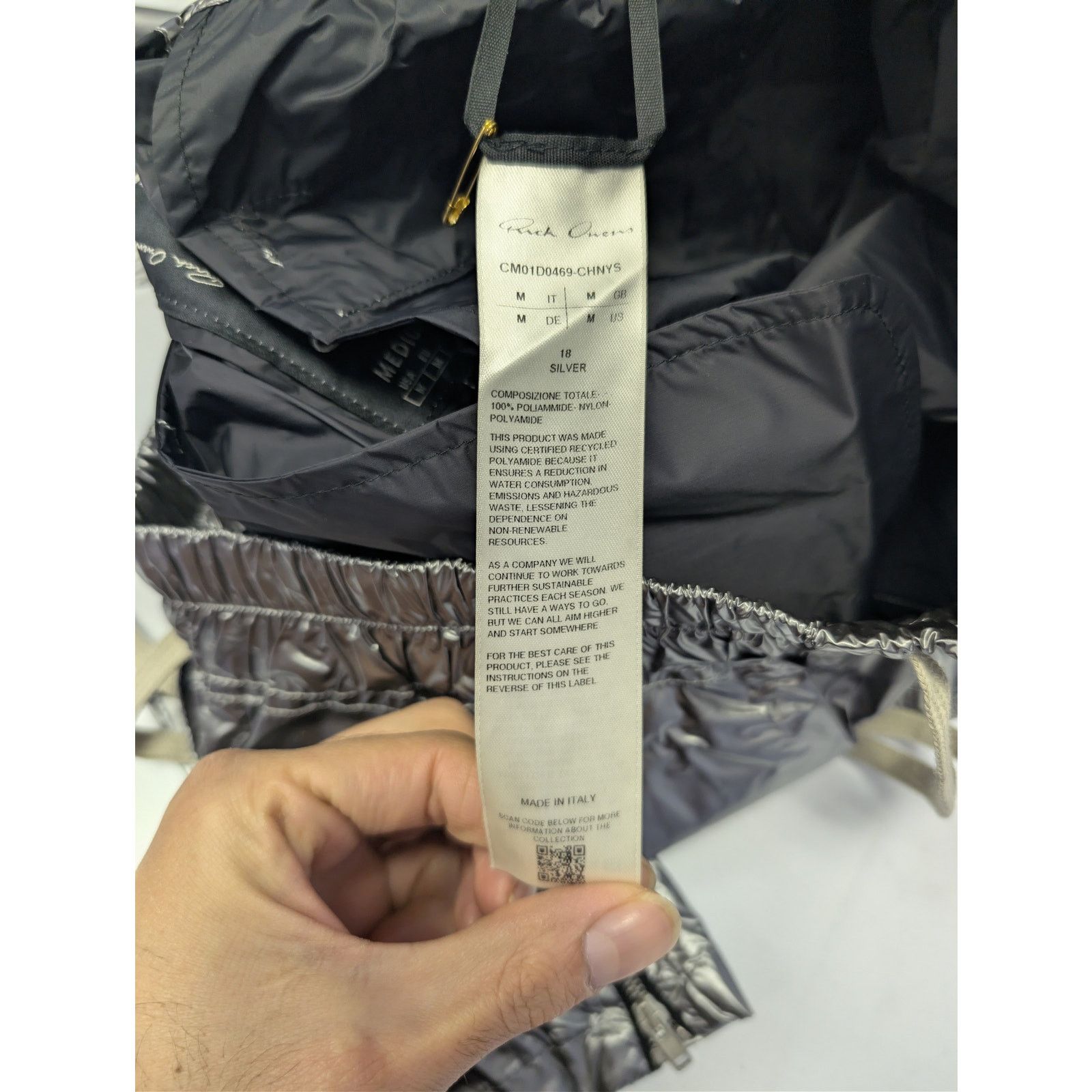 Champion × Rick Owens o1rshd1 Nylon-Coated Polyester Metallic Trousers in Silver Size US 32 / EU 48 - 19 Thumbnail