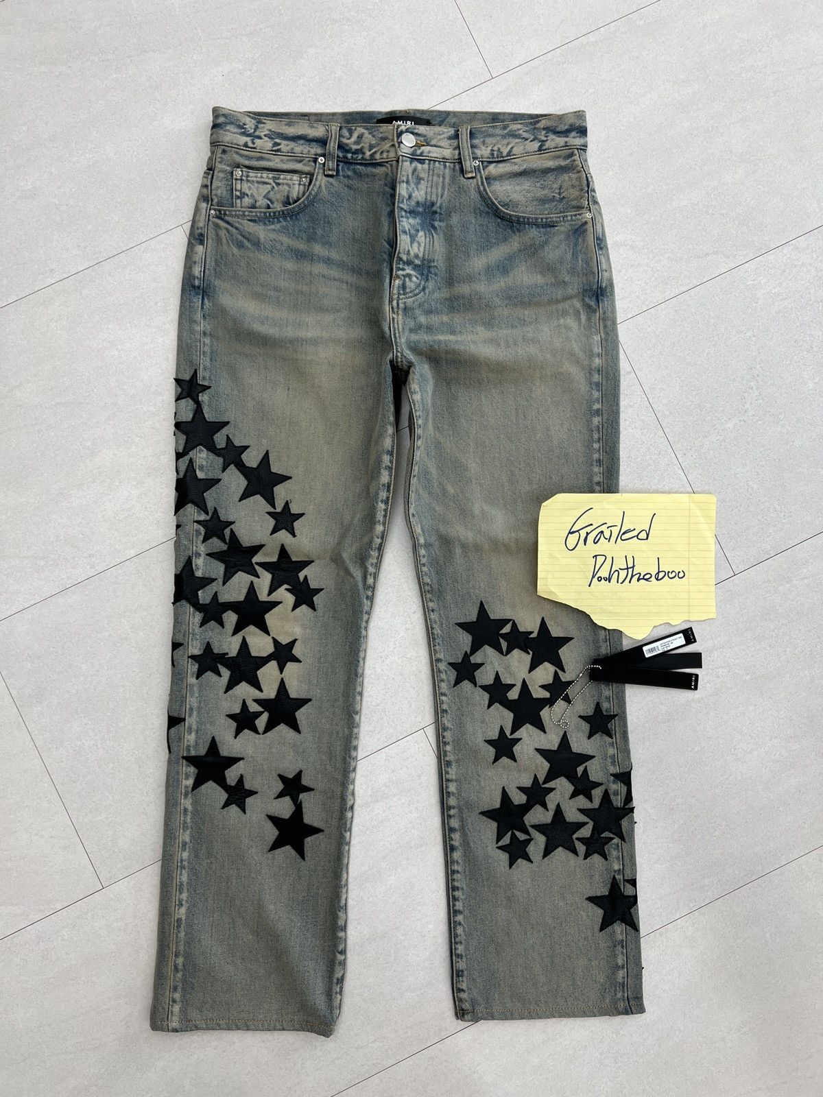 image of Amiri 22Ss Star Patched Denim Jeans, Men's (Size 31)