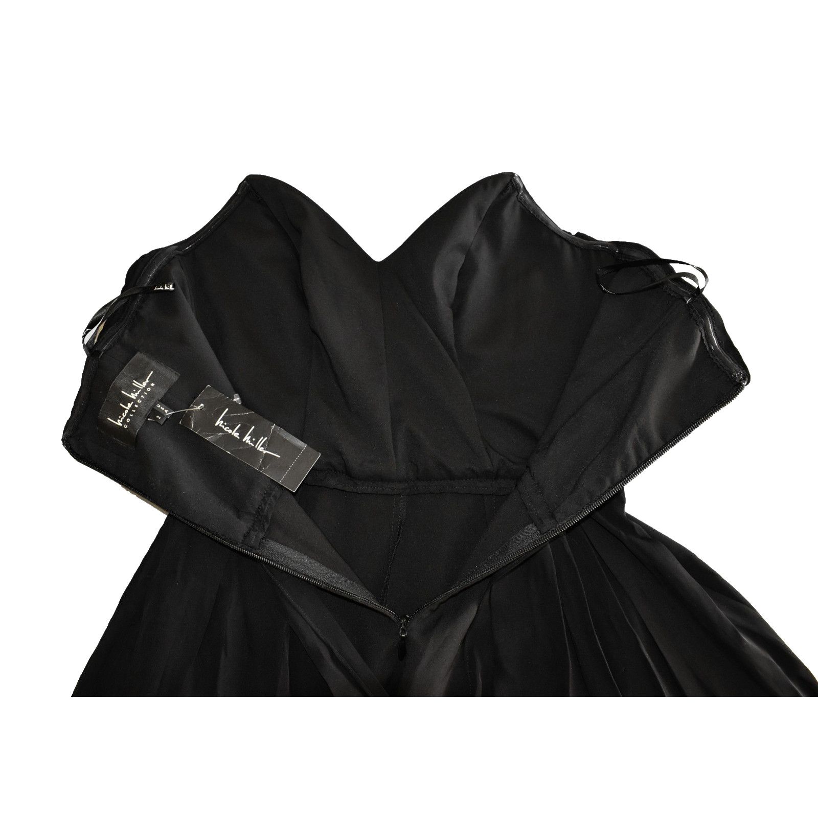 Nicole Miller NICOLE MILLER Black Silk Blend Strapless Jumpsuit Sz 2 $395 Size 26" / US 2 / IT 38 - 6 Thumbnail