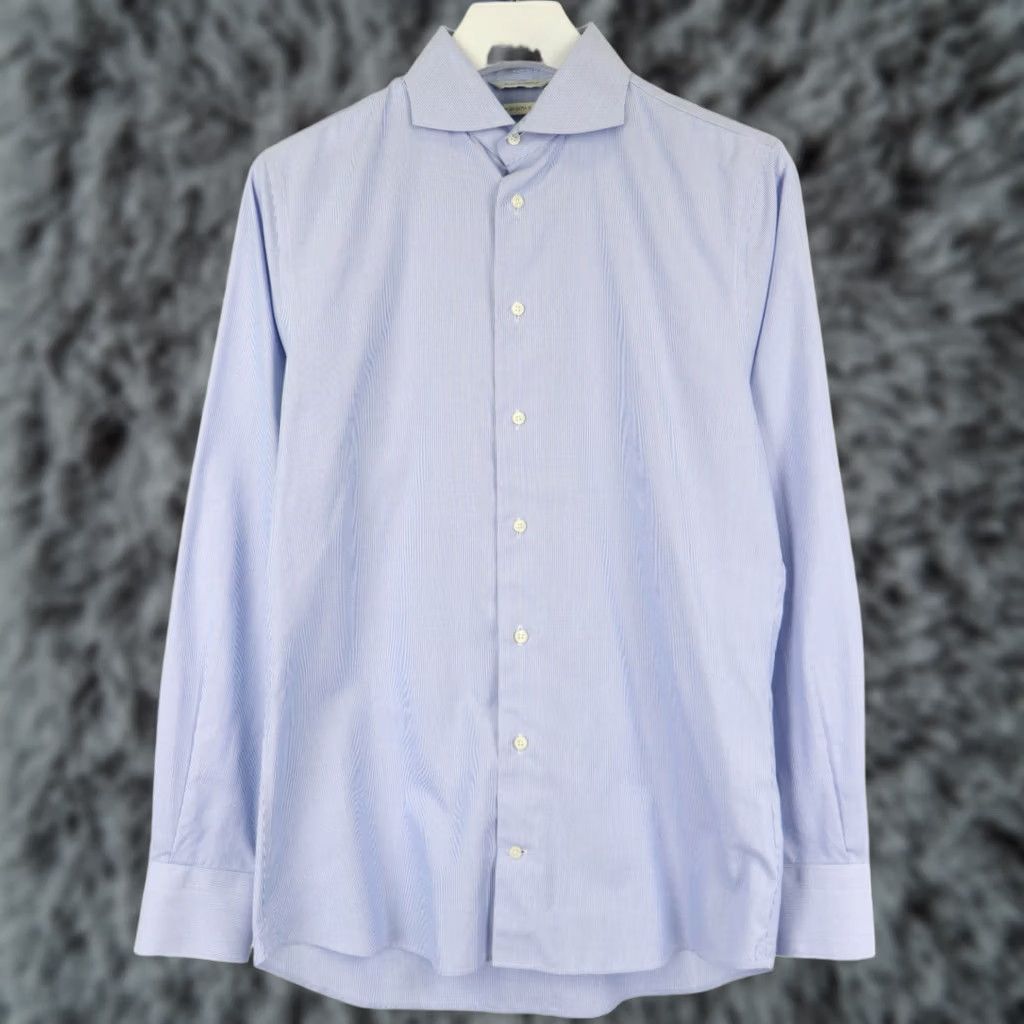 Suitsupply Suitsupply Dress Shirt Men Extra Slim Pinstripe Blue 40/15 3/4 Dress Shirt Size 40R - 1 Thumbnail