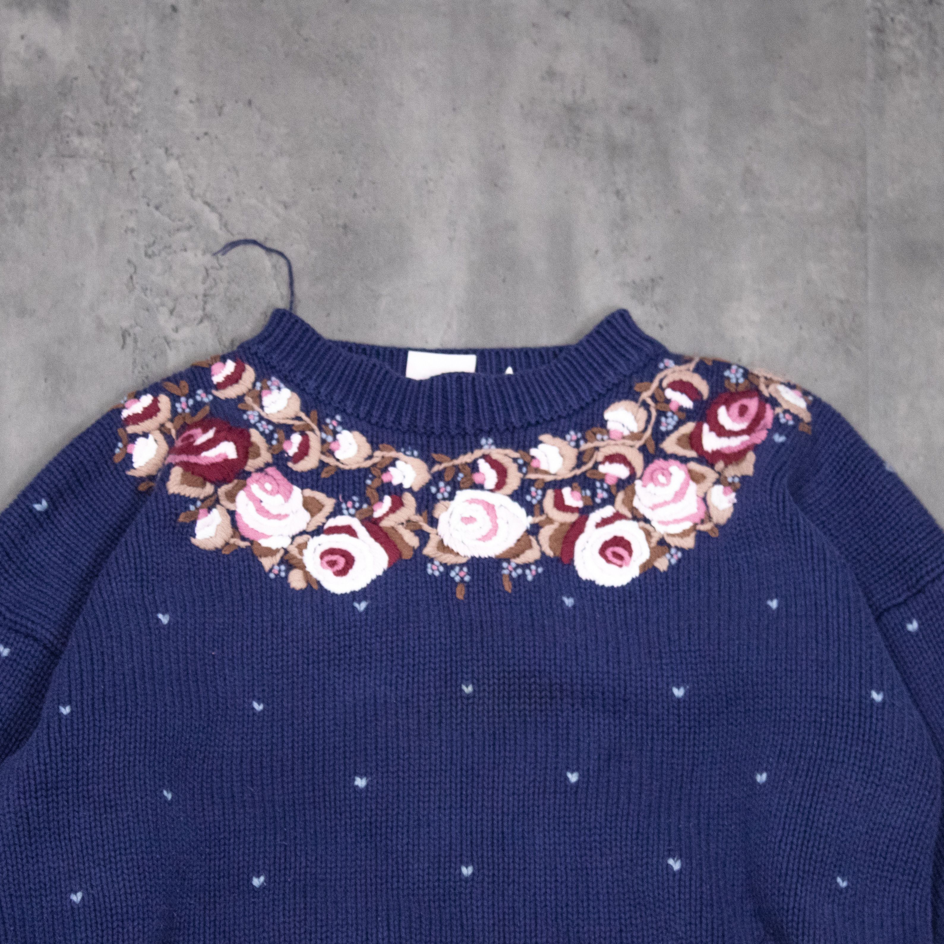 Foot Locker Vintage VTG 90's Cottage Core Embroidered Crewneck Sweater Size US M / EU 48-50 / 2 - 5 Thumbnail
