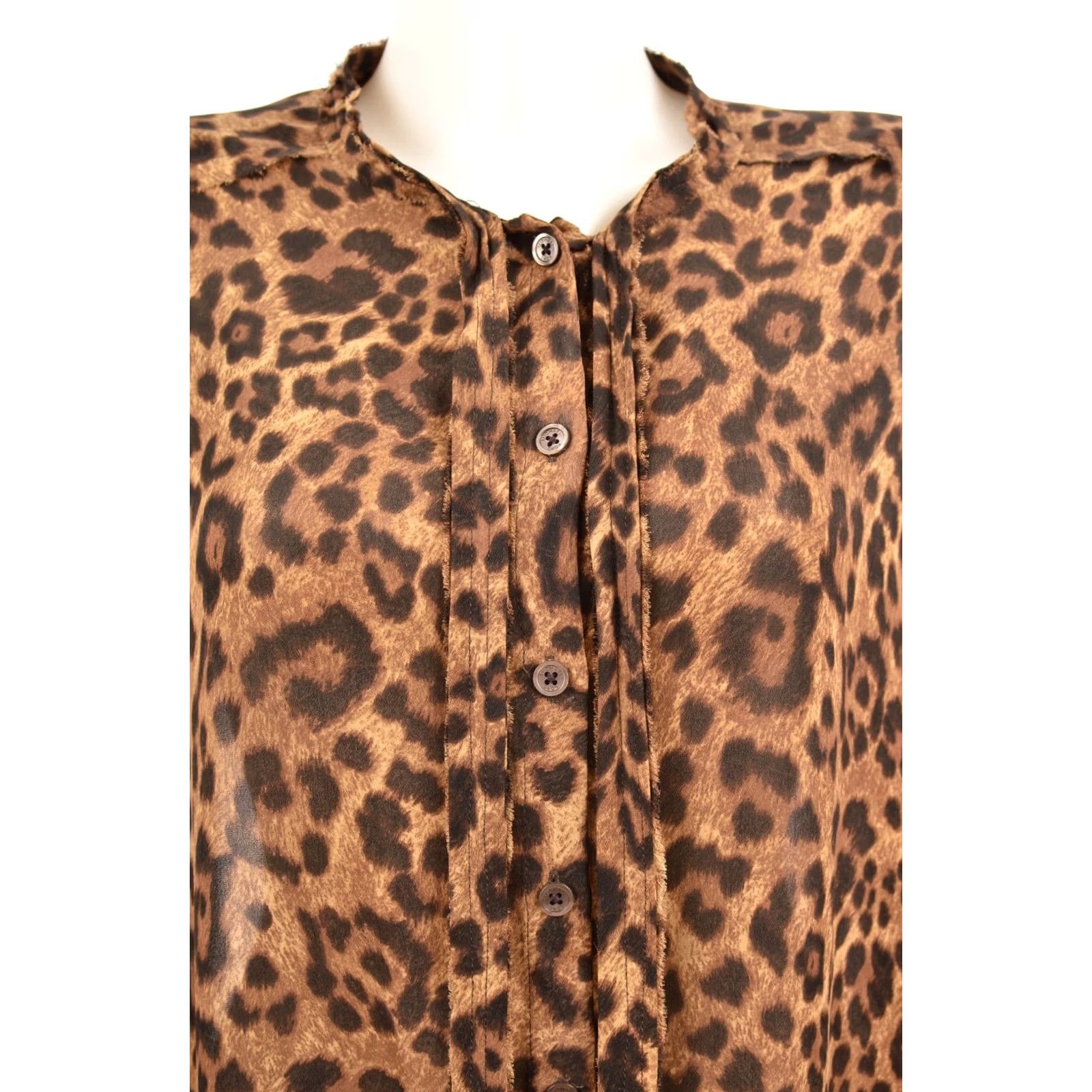 Michael Kors Michael Kors Animal Leo Leopard Print Silk Button Shirt Blouse L Womens Multicolor, Button-Up, 100% Silk, Regular Size L / US 10 / IT 46 - 2 Thumbnail