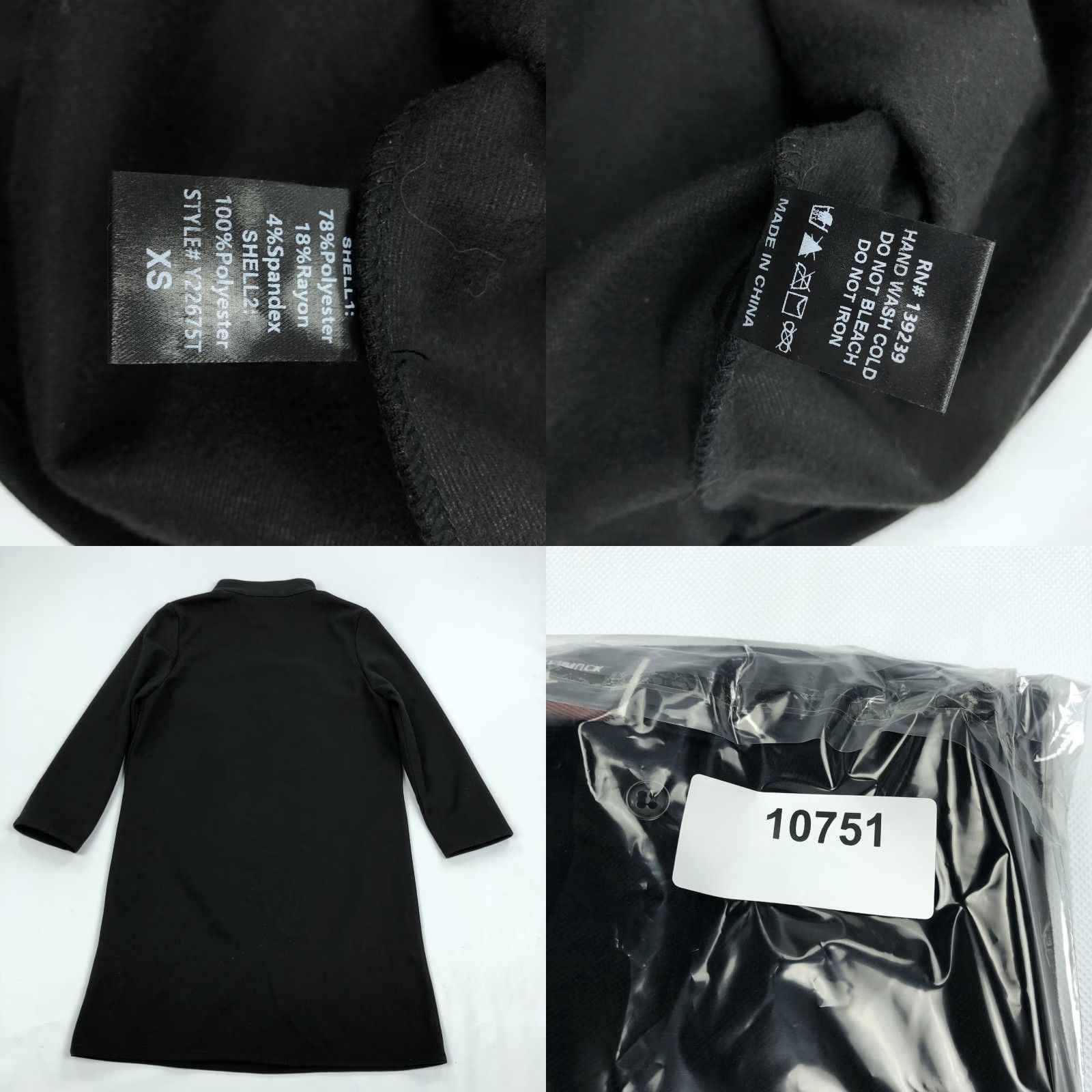 Vintage Tuckernuck Women's Black Stand Collar Button Placket A-Line Dress XS Shirt Size XS / US 0-2 / IT 36-38 - 8 Thumbnail