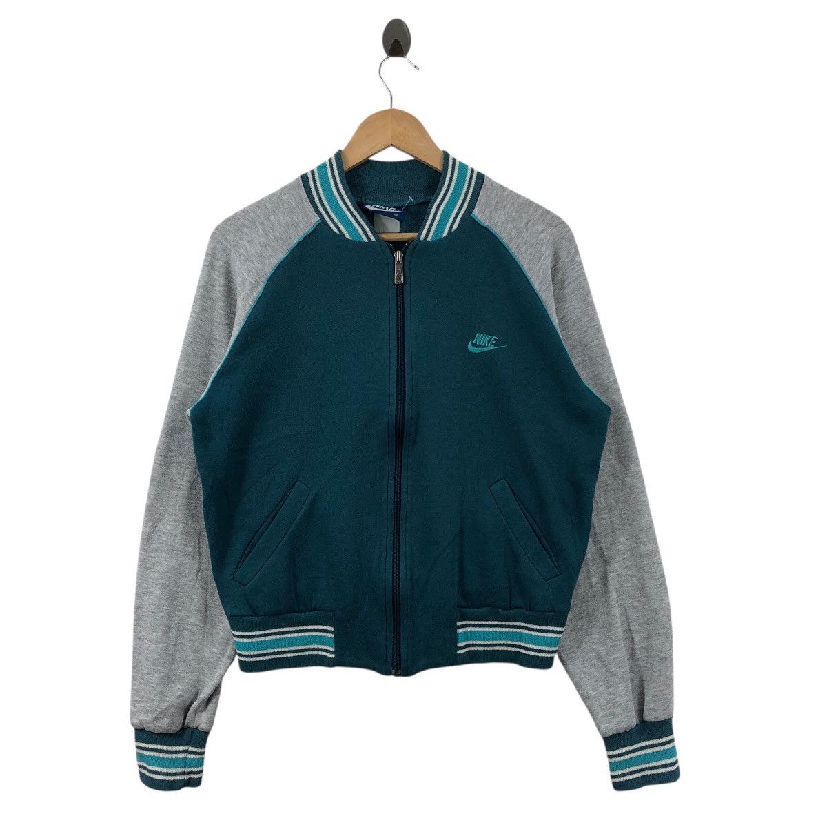 Nike Vintage 80s NIKE BLUE TAG Usa Full Zipper Sweater Size M / US 6-8 / IT 42-44 - 1 Thumbnail