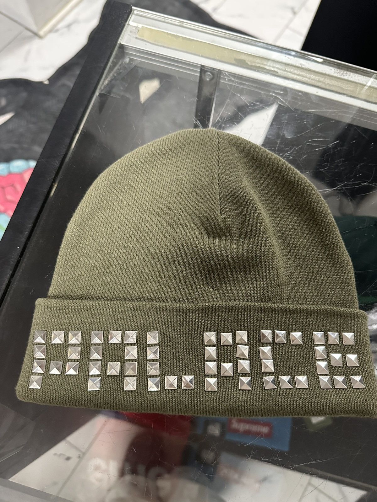 Palace Palace Studed Beanie (Green) Size ONE SIZE - 1 Thumbnail