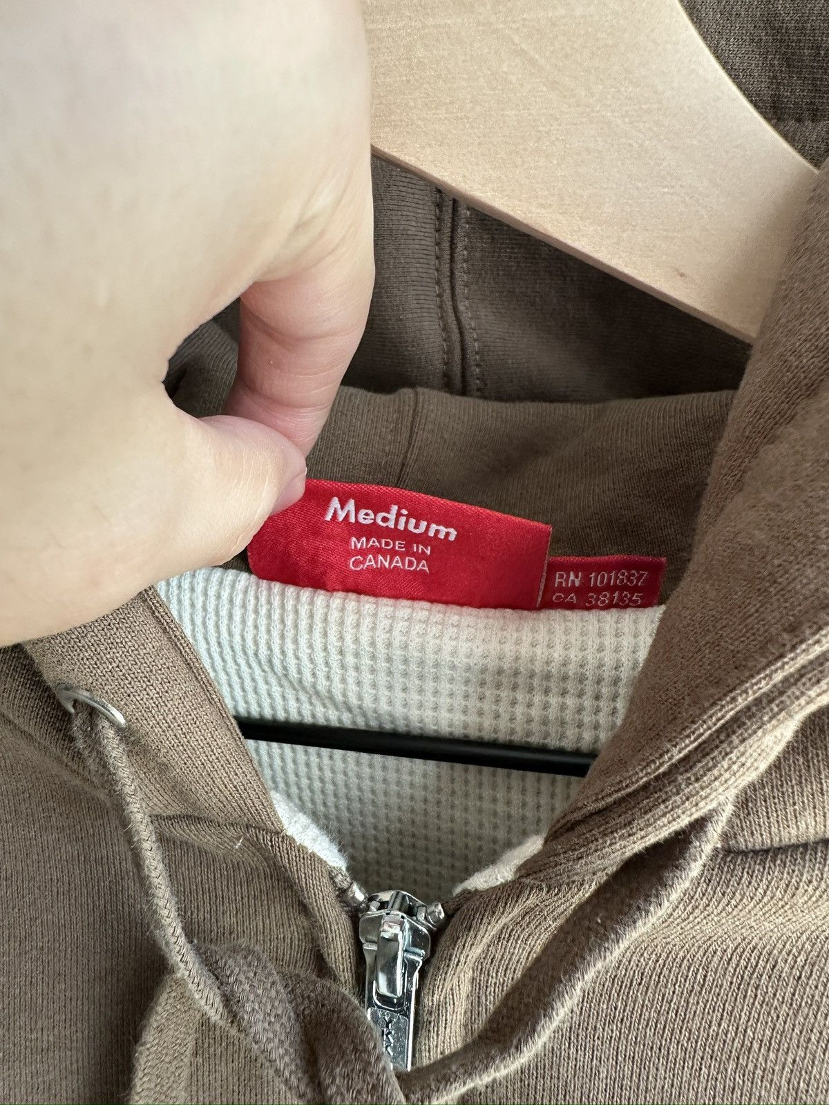 Supreme Thermal Line Arc Zip Up Hoodie Dusty Brown Size US M / EU 48-50 / 2 - 7 Thumbnail