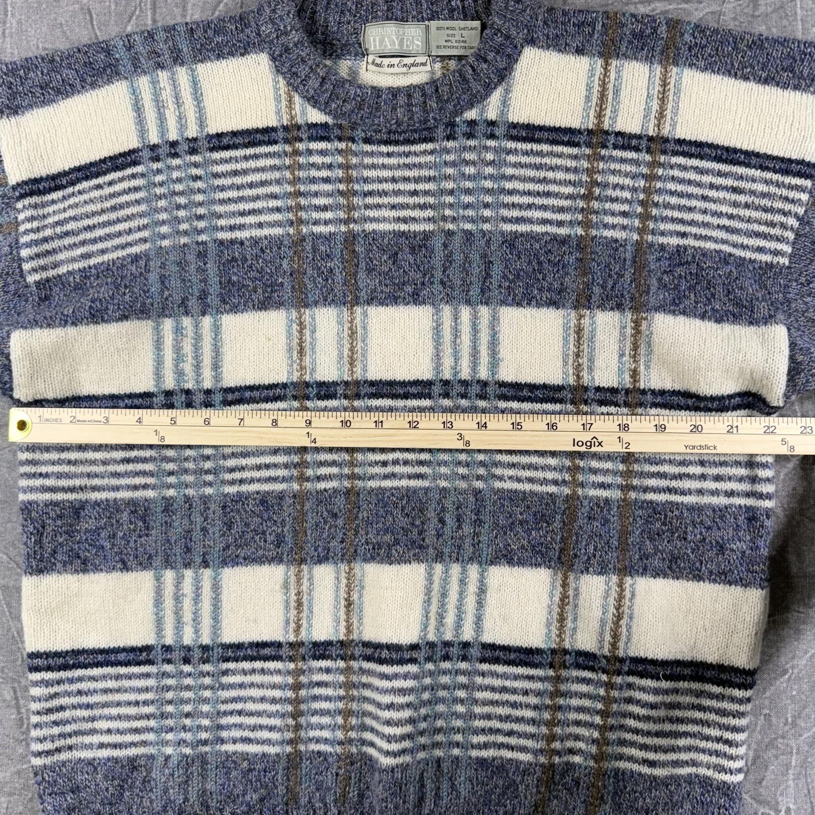 Other Christopher Hayes Sweater Men's L Blue Cream Shetland Wool Size US M / EU 48-50 / 2 - 4 Thumbnail