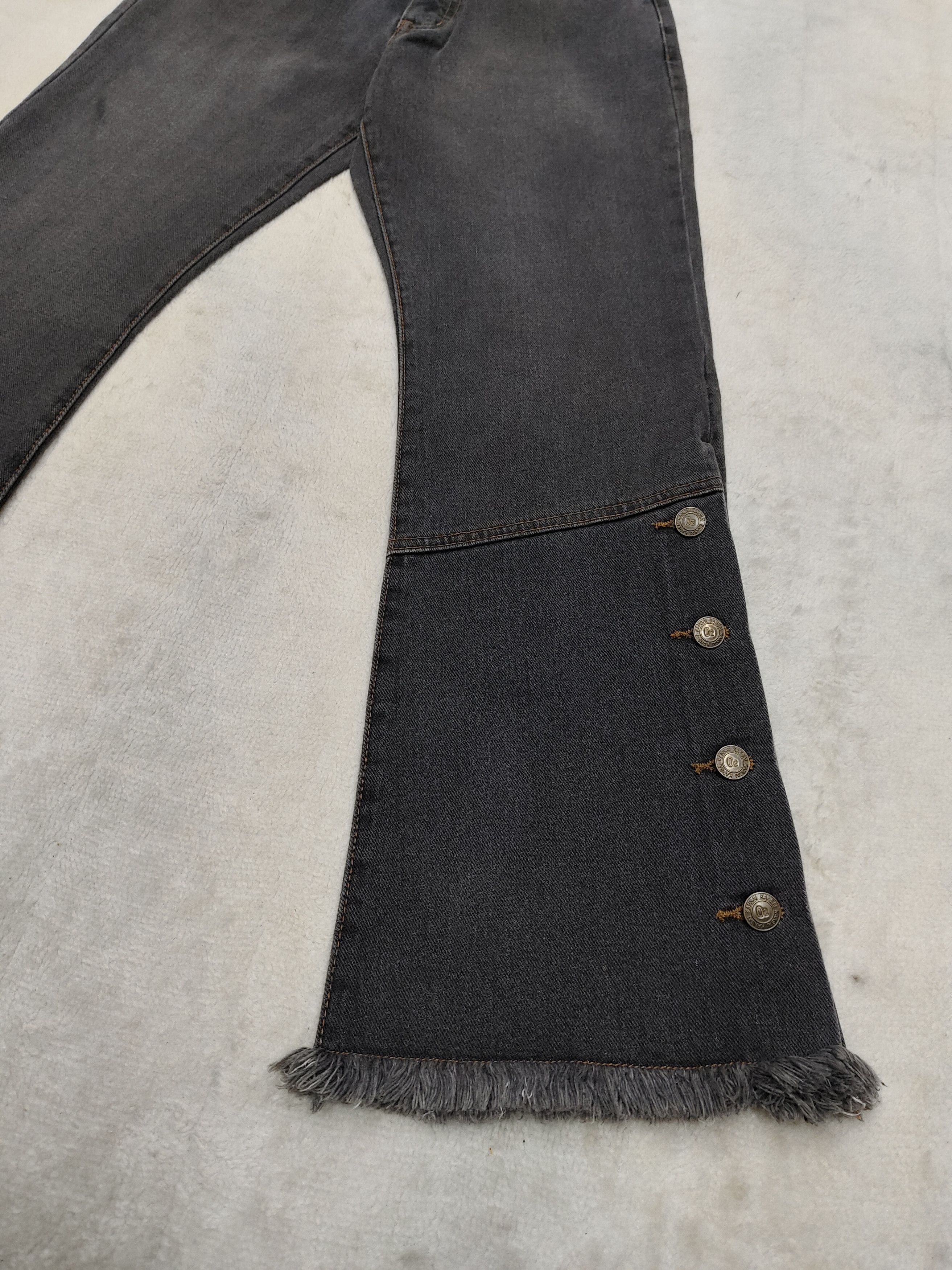 Kansai Yamamoto RARE 🇯🇵 Vtg Kansai O2 Raw Hem Flare Jeans Size 27" / US 4 / IT 40 - 3 Thumbnail
