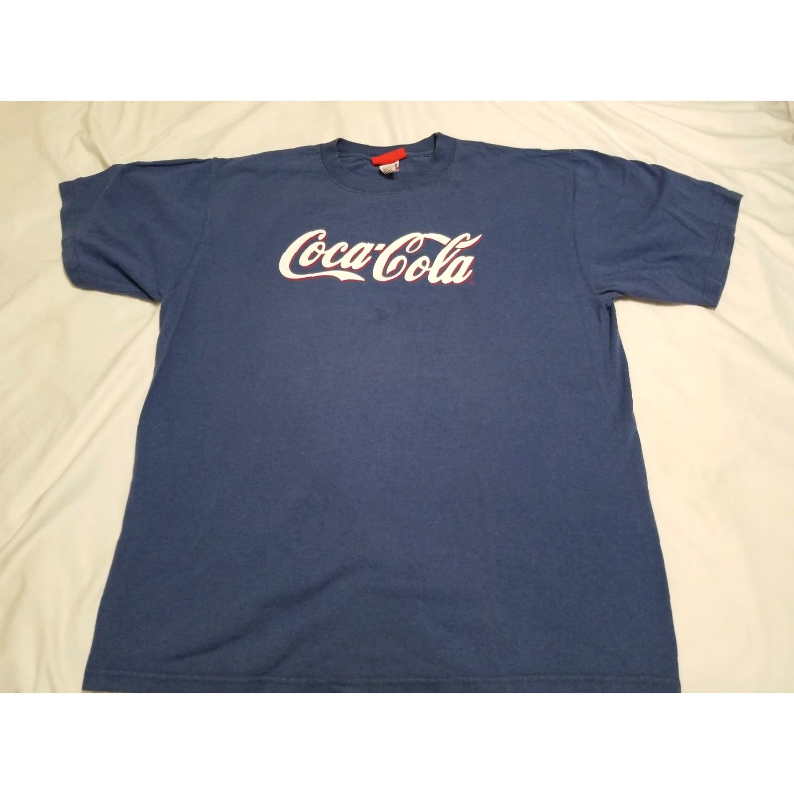 Vintage Coca-Cola Official Blue Classic Script Short Sleeve Retro Tshirt Sz L Size US L / EU 52-54 / 3 - 2 Thumbnail
