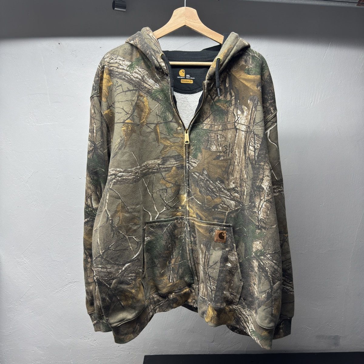 Carhartt Realtree Camo Zip Up Hoodie ERD Grunge Chrome