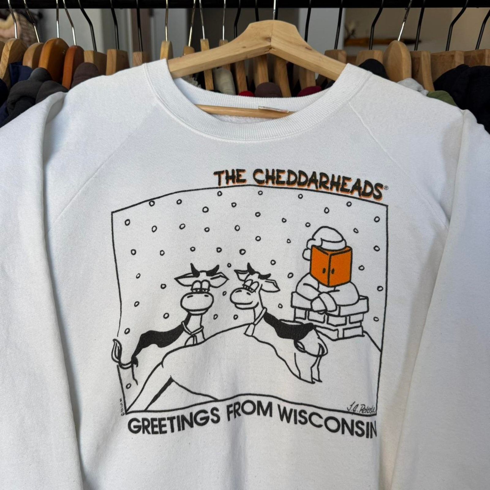 Fruit Of The Loom Vintage 90s Cheddarheads Greetings From Wisconsin Sweatshirt Size US XL / EU 56 / 4 - 2 Thumbnail