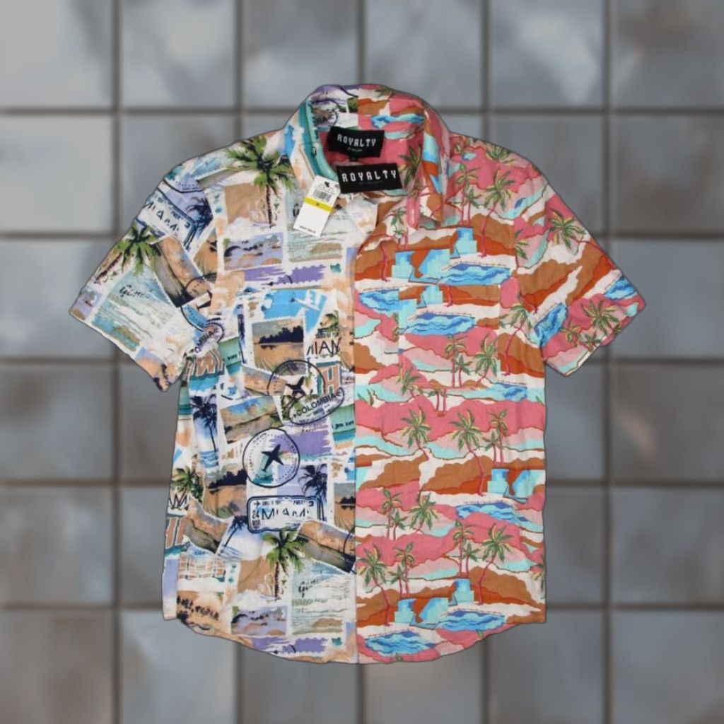 Vintage Royalty Maluma Shirt Mens Medium Blue Linen Blend Button Up Hawaiian Tiki Travel Size US M / EU 48-50 / 2 - 1 Thumbnail