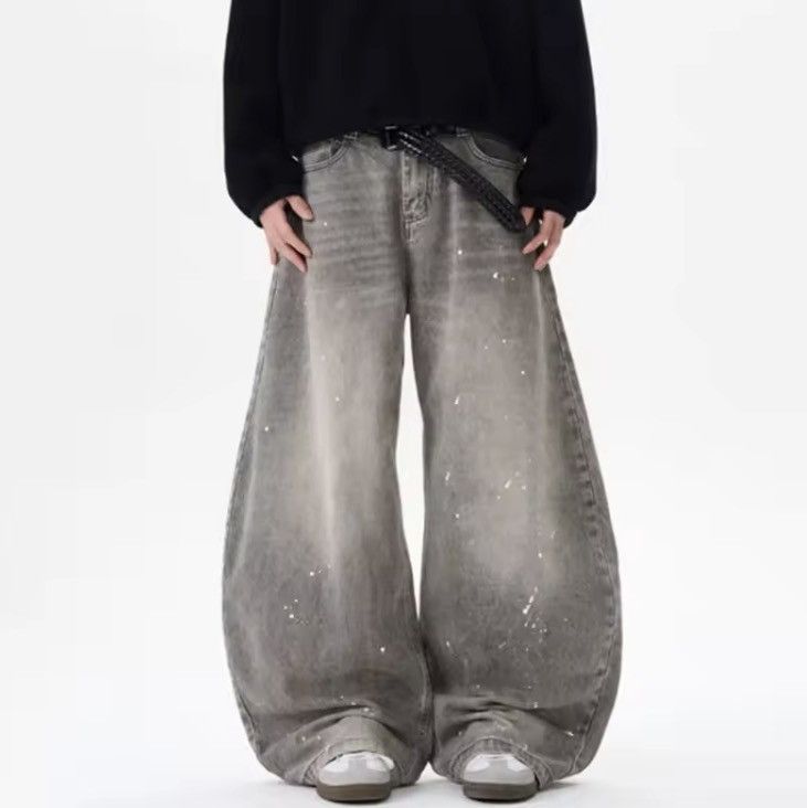 Jean Wide Leg Baggy Jeans with Paint Splatter Detail Size US 31 - 1 Thumbnail