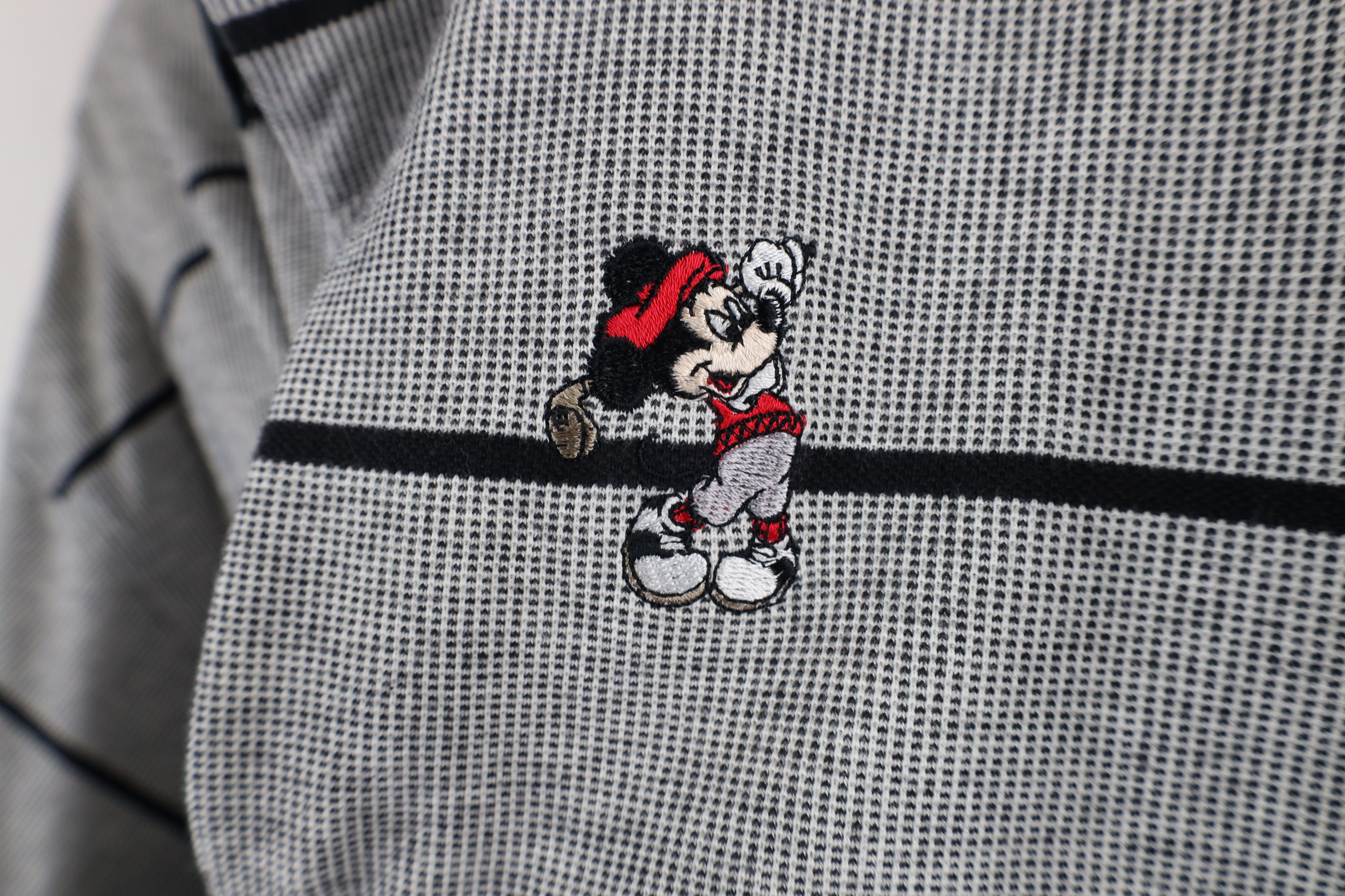 Vintage Vintage 90s Disney Striped Knit Mickey Mouse Golf Polo Shirt Size US L / EU 52-54 / 3 - 5 Thumbnail