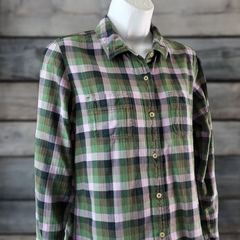 The North Face The North Face Womens Button Front Shirt M Green Purple Checks Long Sleeve Shirt Size M / US 6-8 / IT 42-44 - 1 Thumbnail