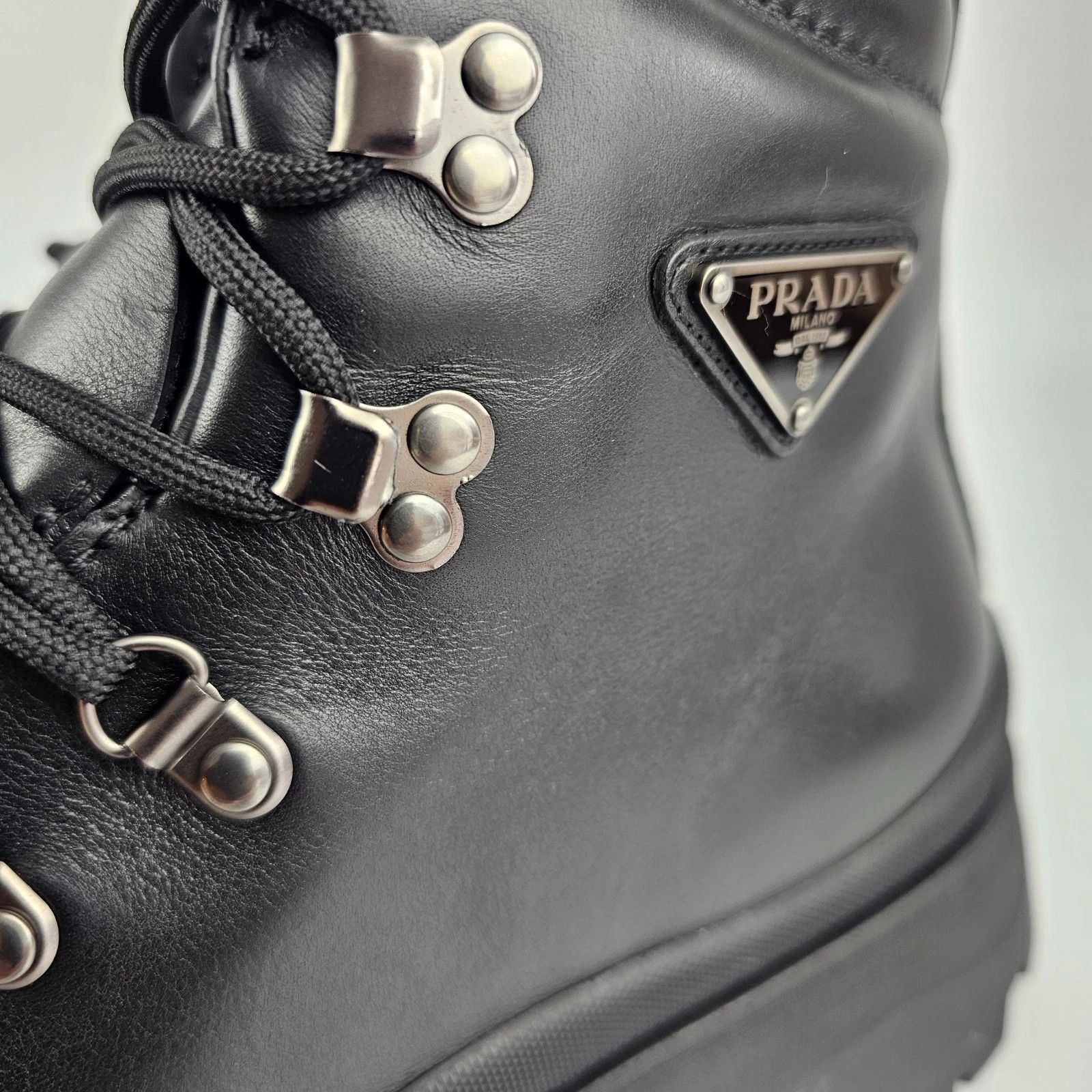 Prada PRADA Brixxen Black Leather Boots New & Authentic Size US 5.5 / EU 38 - 7 Thumbnail
