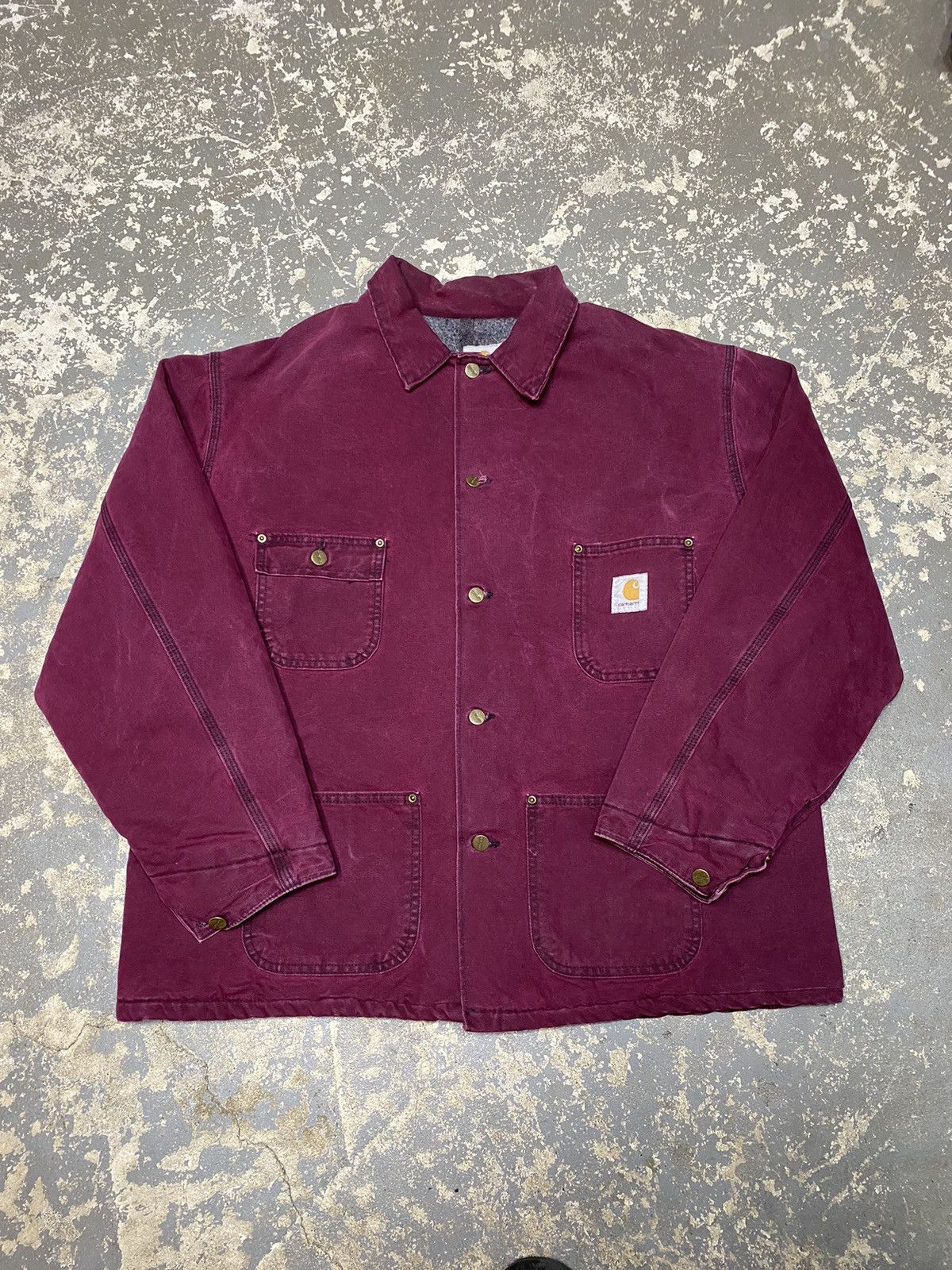 Carhartt × Vintage Vintage Carhartt Plum Purple Blanket Lined Chore Jacket 90s Size US XL / EU 56 / 4 - 2 Thumbnail