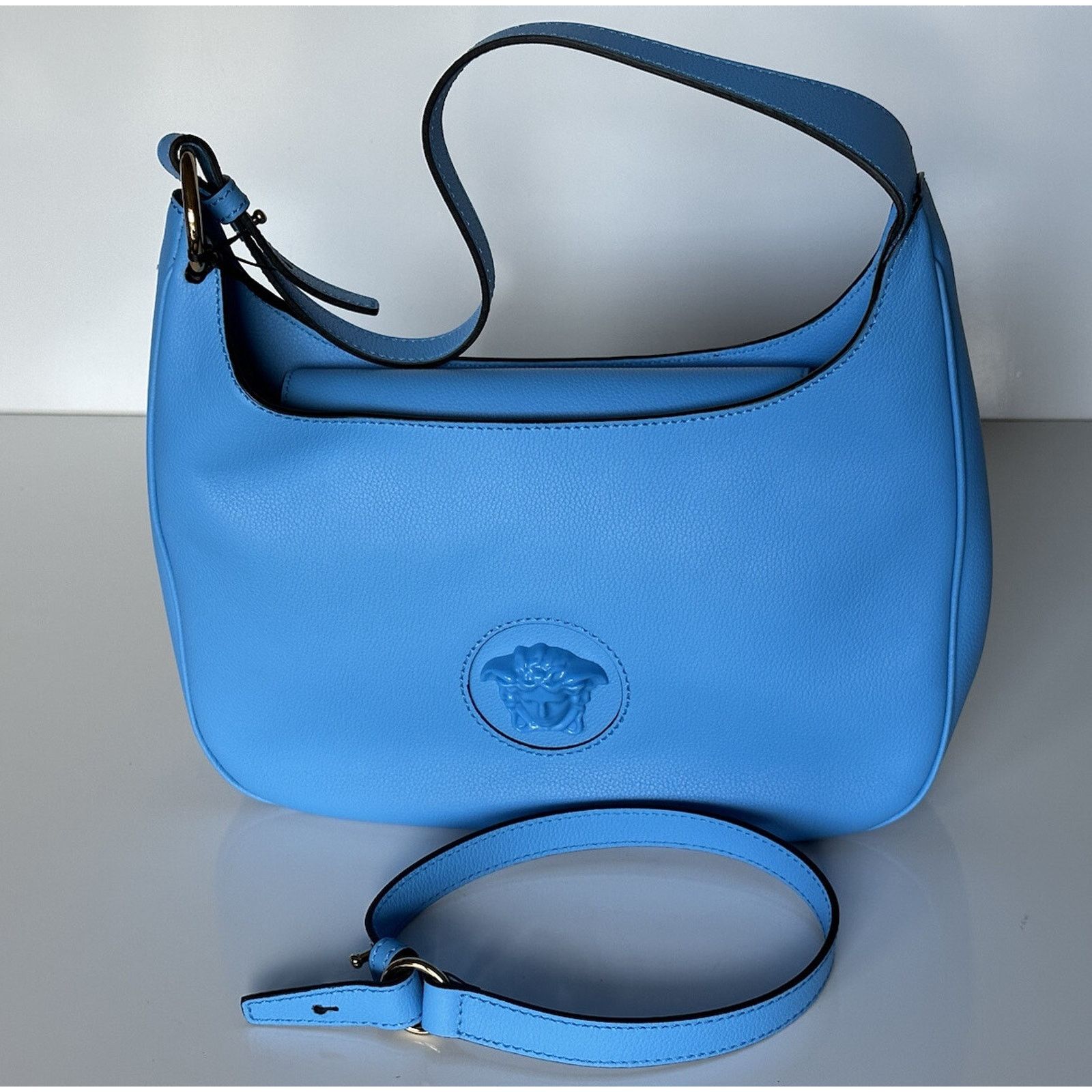 Versace Versace Medusa Head Leather Blue Medium Hobo Bag 1000699 Size ONE SIZE - 13 Thumbnail