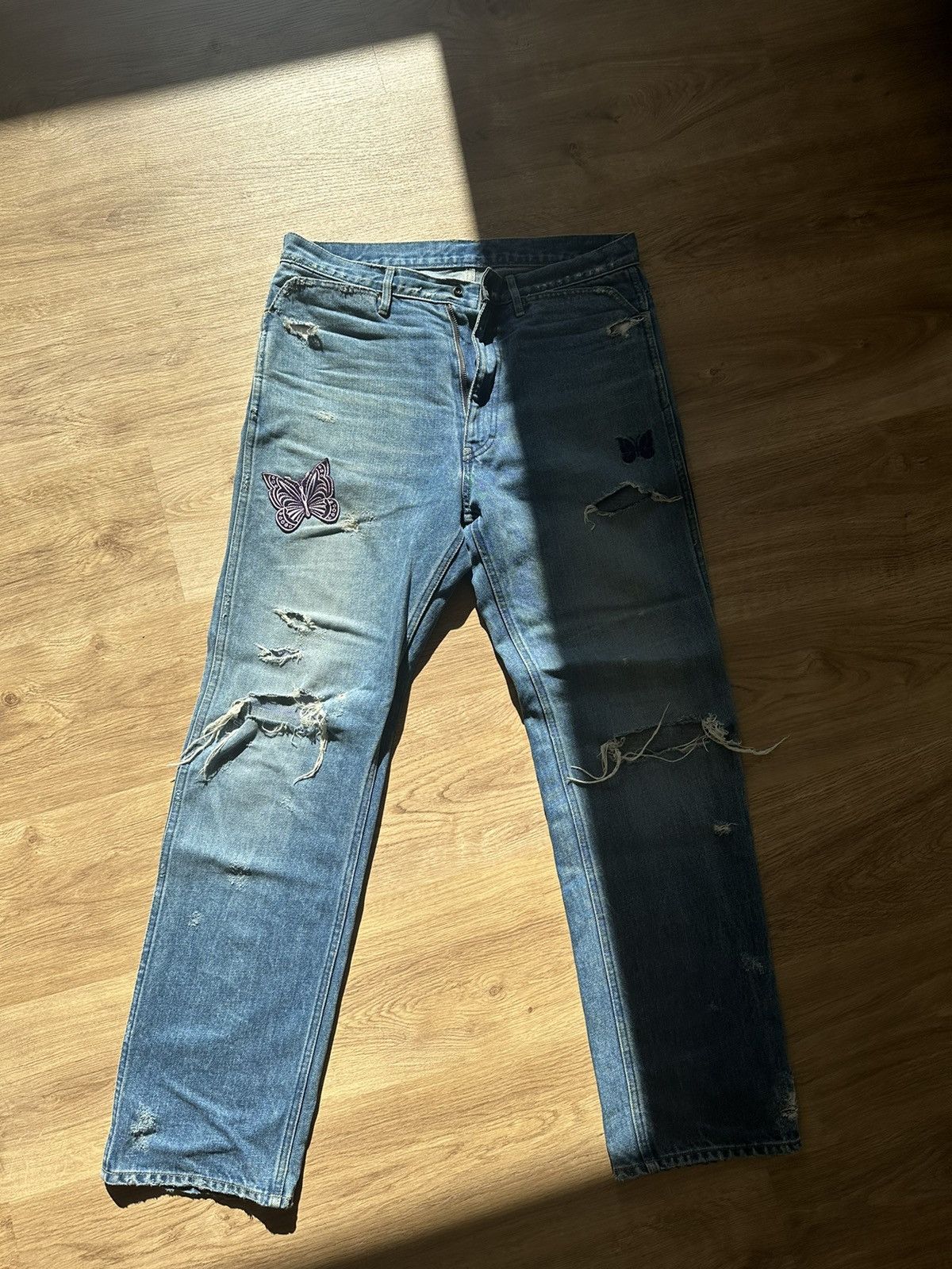 image of Needles Distressed Jeans in Blue, Men's (Size 31)