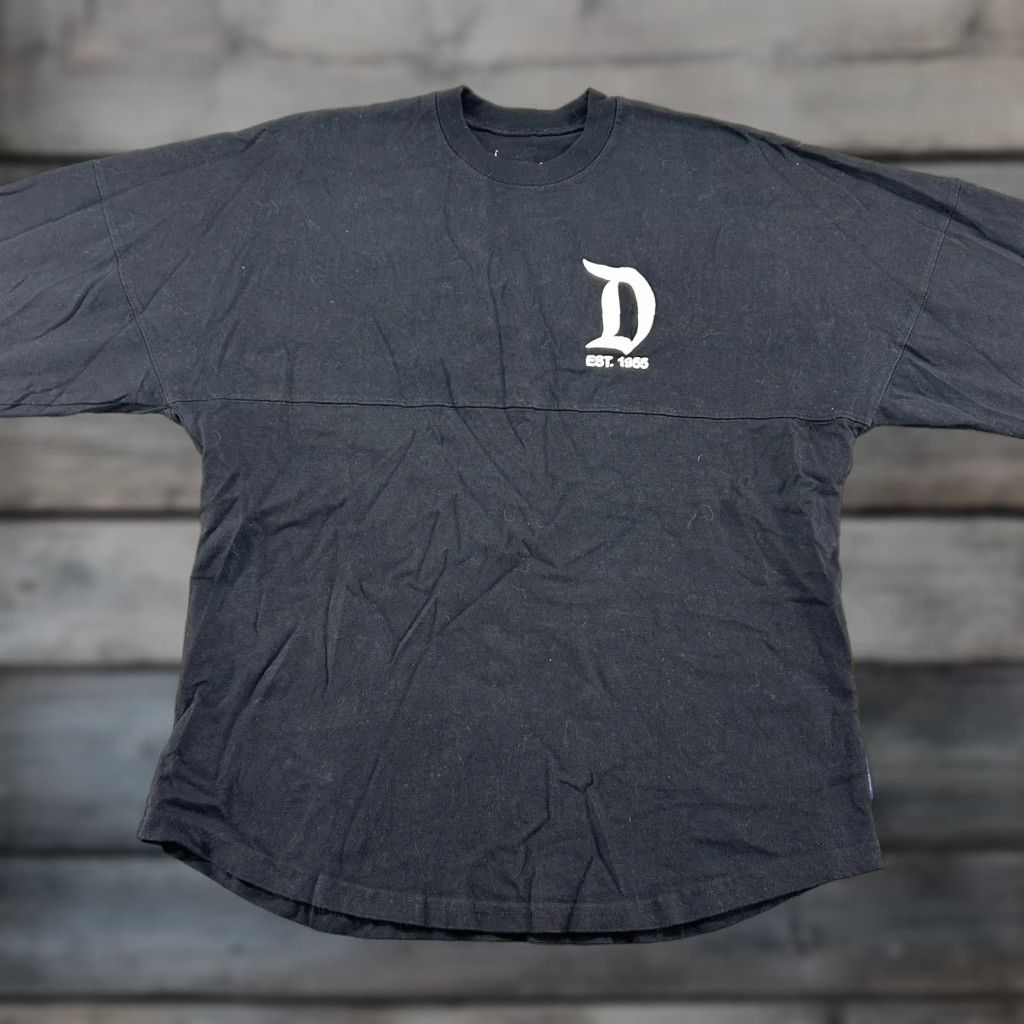 Disney Disney Spirit Jersey Mens Small Black Long Sleeve Cotton Jersey Spellout Embroidered Logo-Disney Theme Spirit T-Shirt Crew Neck, Regular Fit, Black, S Size US S / EU 44-46 / 1 - 1 Thumbnail