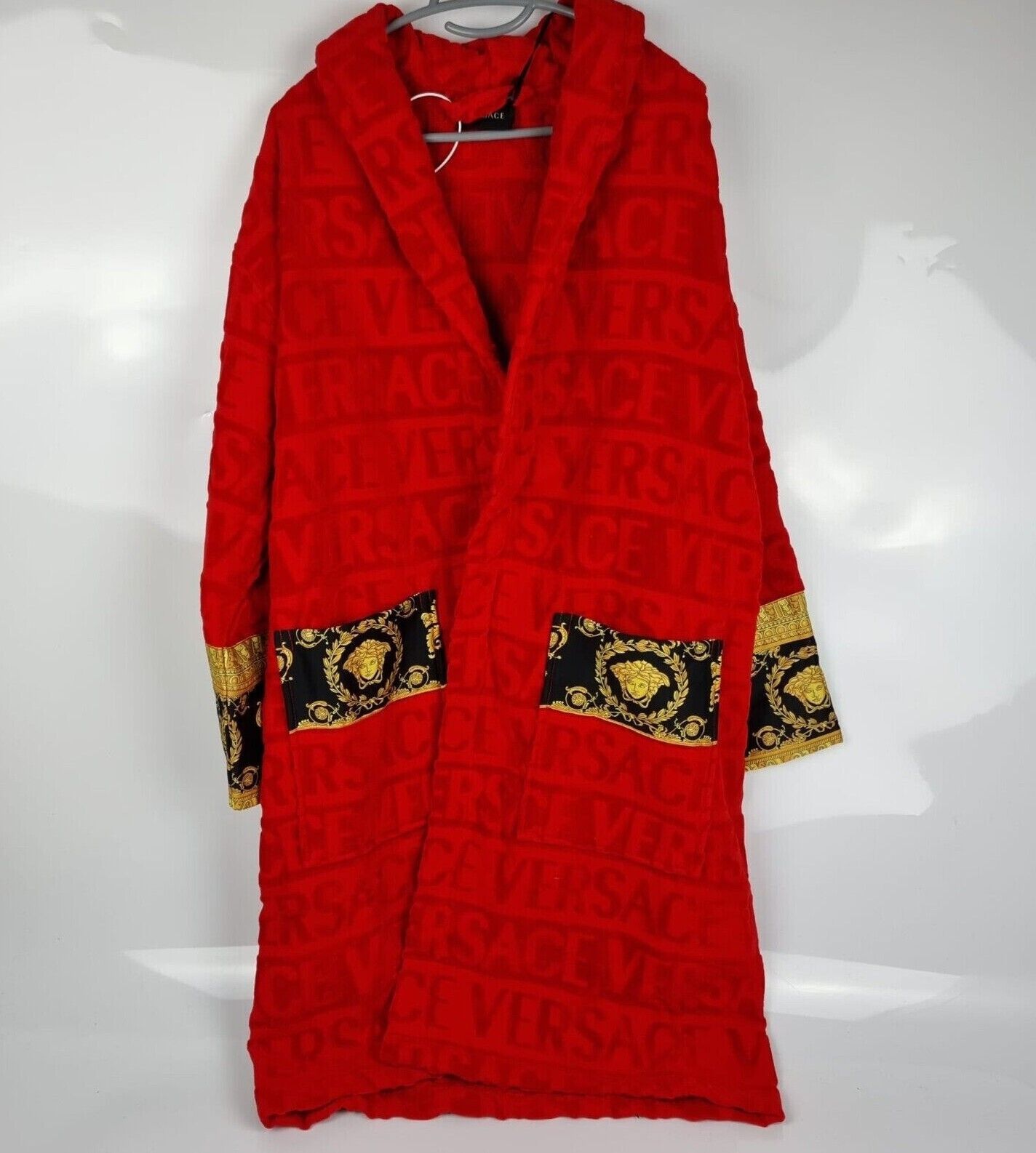 Image of Versace Baroque Print Red Long Bathrobe New Xl, Men's