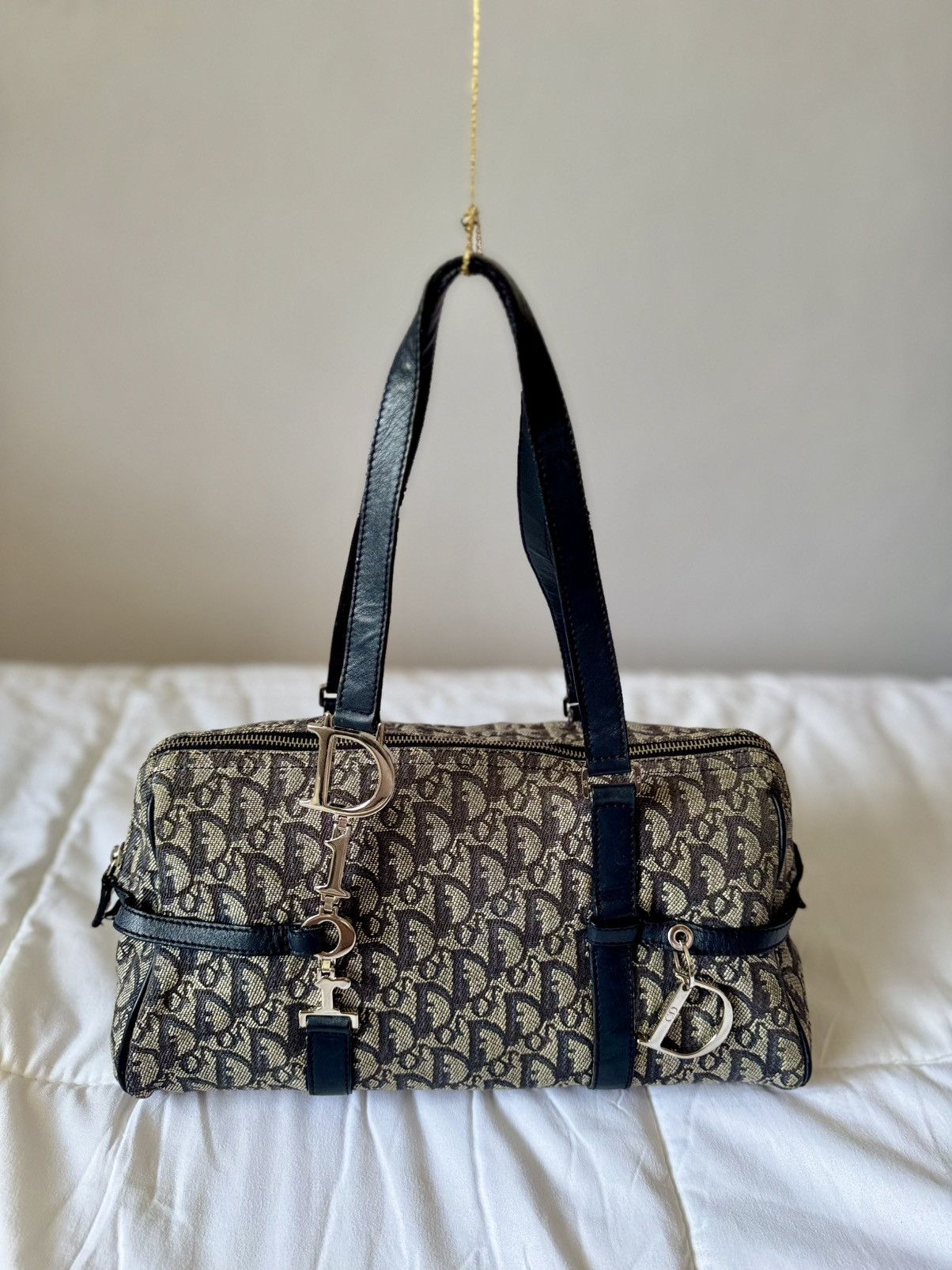 Christian Dior Monsieur × Dior × Vintage DIOR Navy Blue Diorissimo Trotter Charm Shoulder Duffle Bag Size ONE SIZE - 3 Thumbnail