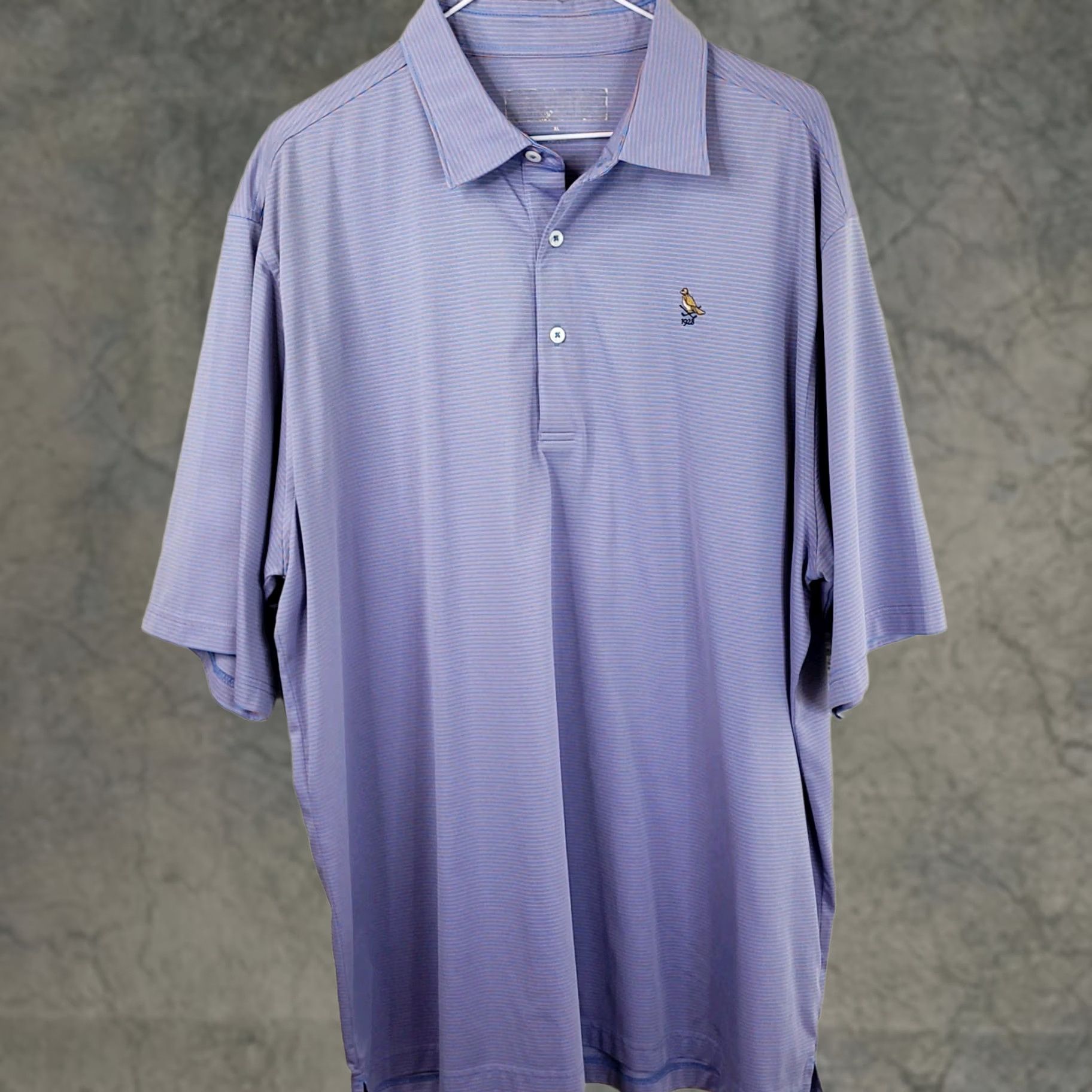 Vintage Donald Ross Polo Mens XL Blue Pink Striped Bird Logo 1928 Performance Golf Shirt Size US XL / EU 56 / 4 - 1 Thumbnail