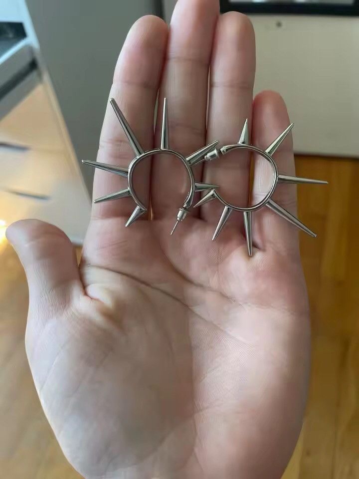 Jewelry Long Spikes Hoop Earrings Size ONE SIZE - 2 Thumbnail
