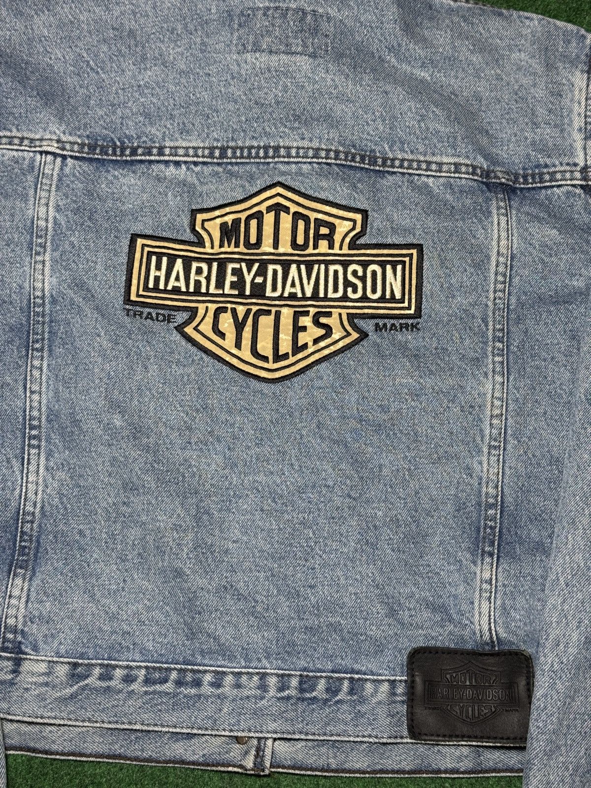 Harley Davidson × Vintage Vintage 90s Harley Davidson XL Grunge Biker Denim Jacket Size XL / US 12-14 / IT 48-50 - 2 Thumbnail