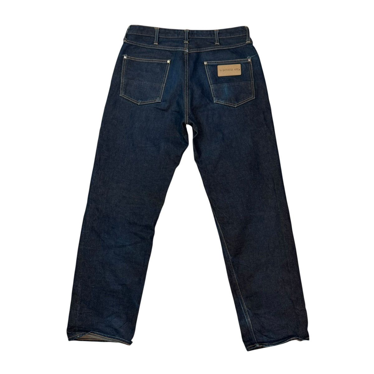 Bape A Bathing Ape Front Star Denim Straight Pants y2k Size US 31 - 11 Thumbnail