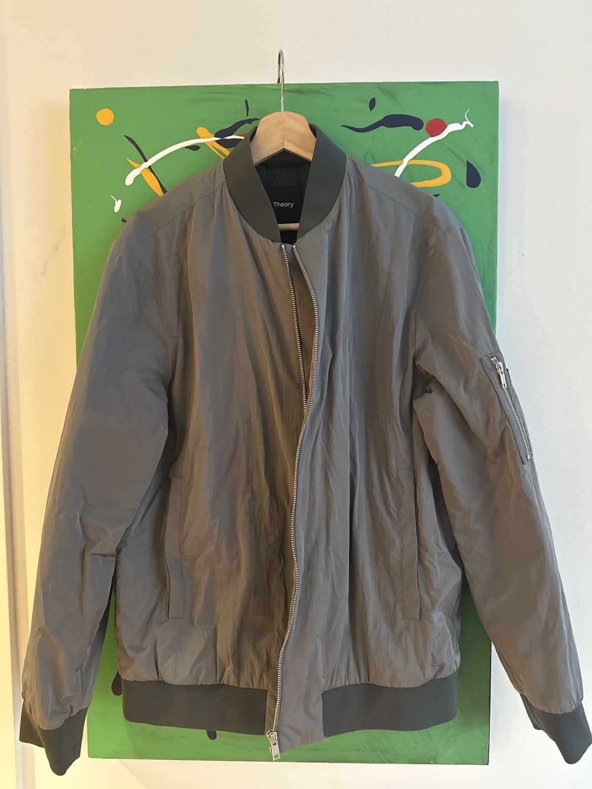 Theory Theory Bomber Jacket – Gray Nylon, Men’s Size Large Size US L / EU 52-54 / 3 - 1 Thumbnail