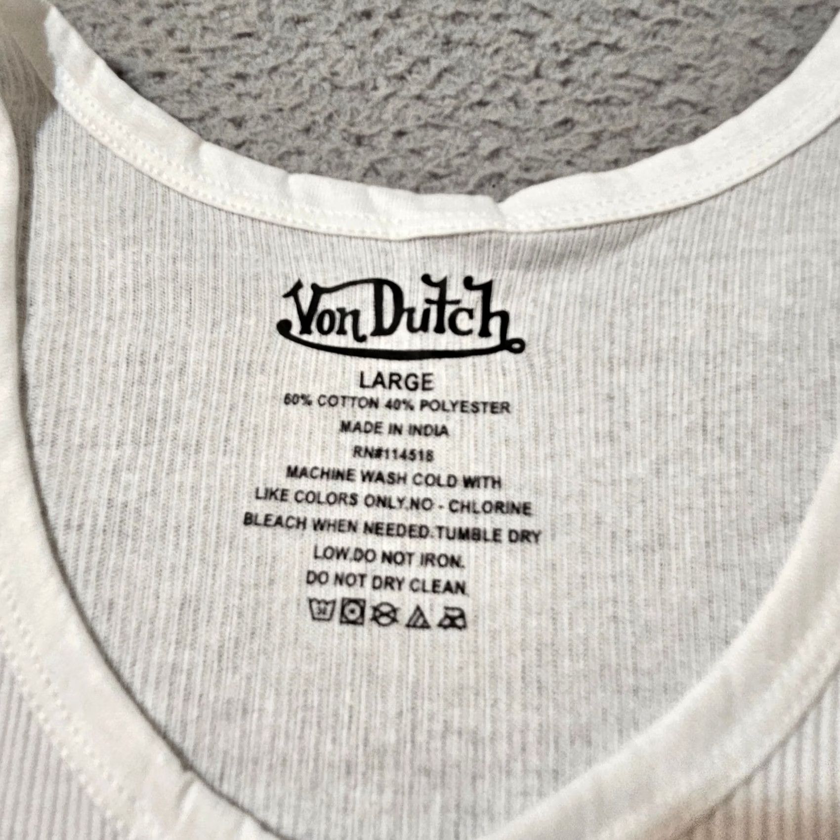 Von Dutch Von Dutch Men's L Cotton Ribbed Tank Tops White Lot of 2 Size US L / EU 52-54 / 3 - 5 Thumbnail