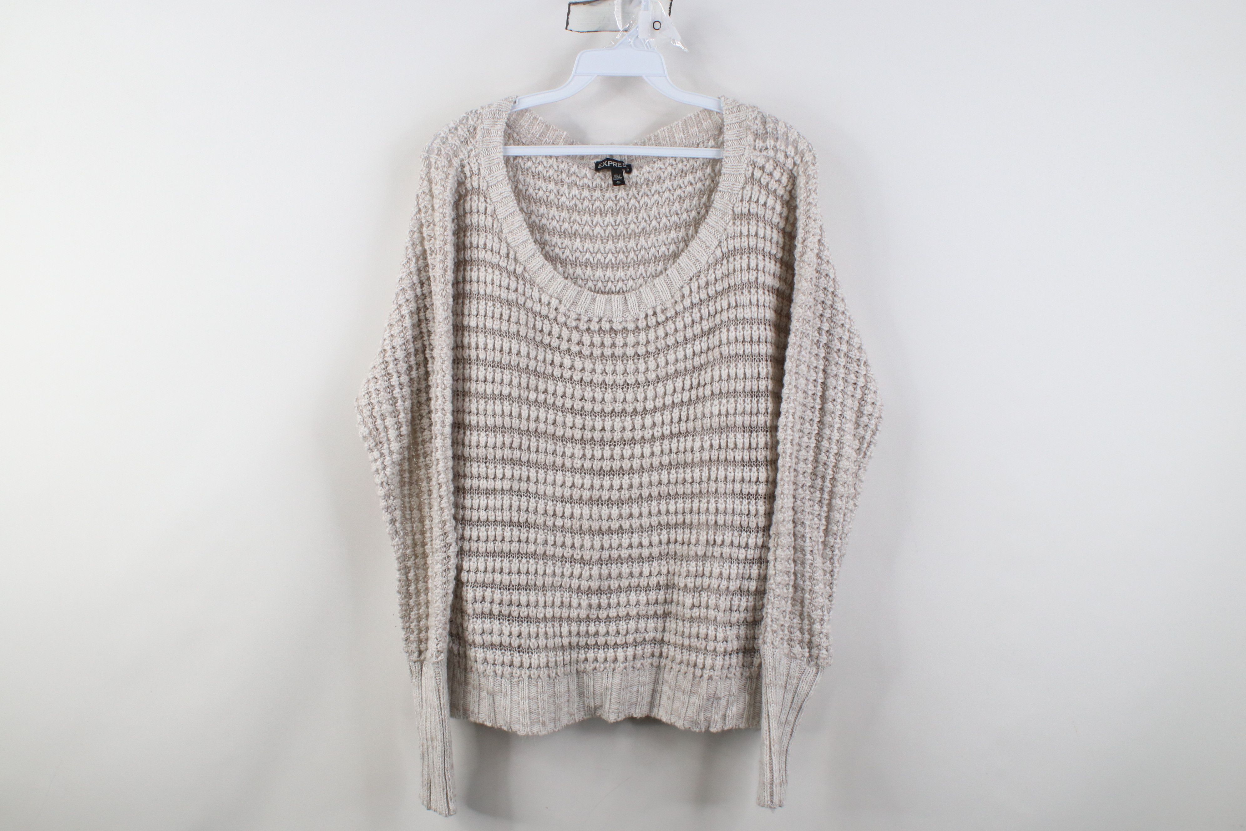 Express Vintage Y2K Express Cropped Crochet Knit Sweater Gray USA Size M / US 6-8 / IT 42-44 - 1 Thumbnail