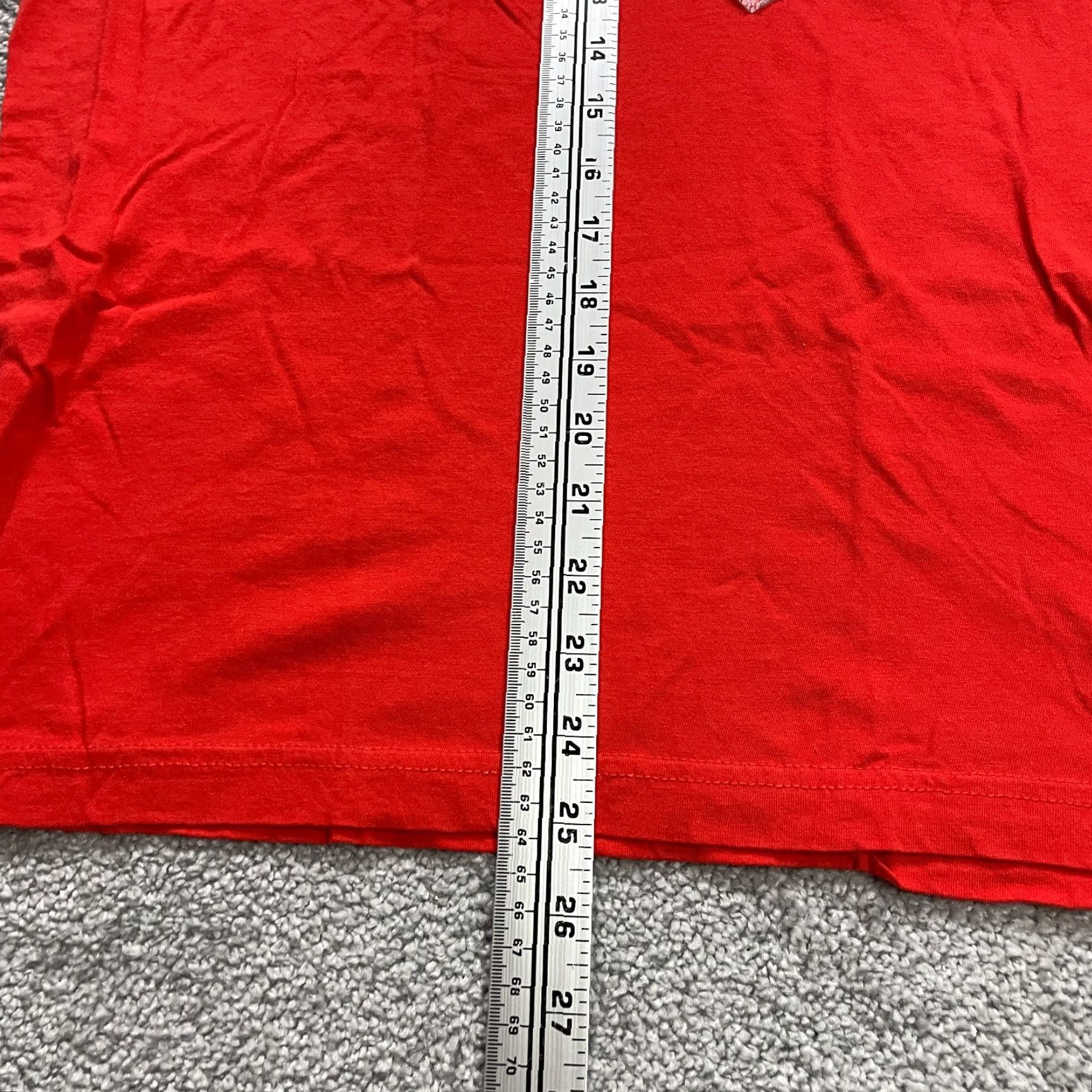 Alfani Vintage Alfani Men’s T-Shirt Small Red Solid V-Neck Cotton Short Sleeve Size US S / EU 44-46 / 1 - 7 Thumbnail