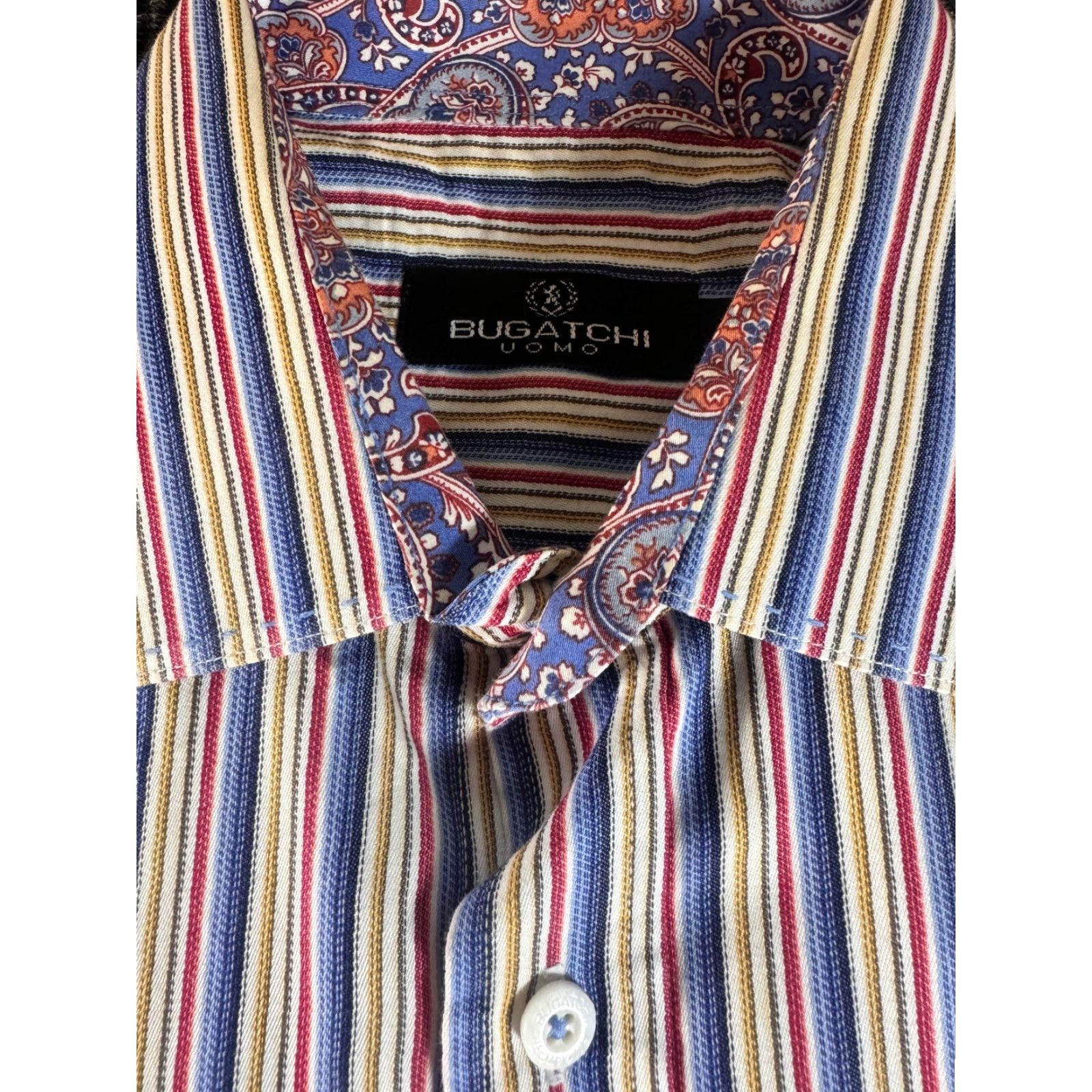 BUGATCHI Bugatchi Uomo Striped Shirt Long Sleeve Button Down Mens L 100% Cotton Multicolor Dress Shirt 1752 Size US L / EU 52-54 / 3 - 2 Thumbnail