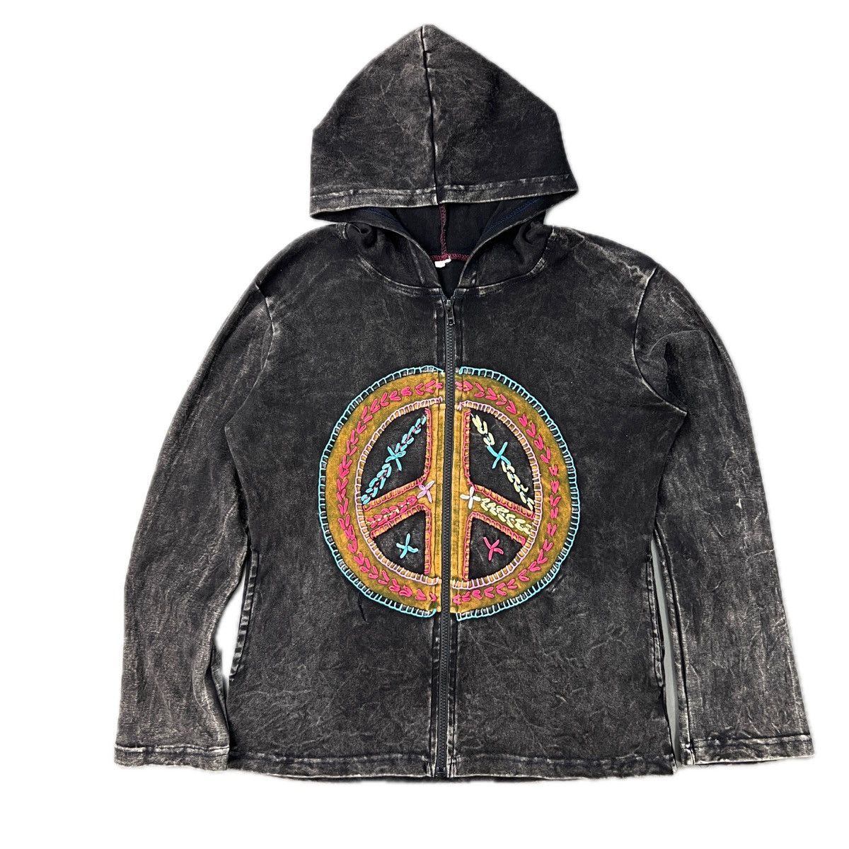 Grateful Dead × Handmade × Vintage Vintage Embroidered Peace Sign Hoodie Size US M / EU 48-50 / 2 - 3 Thumbnail