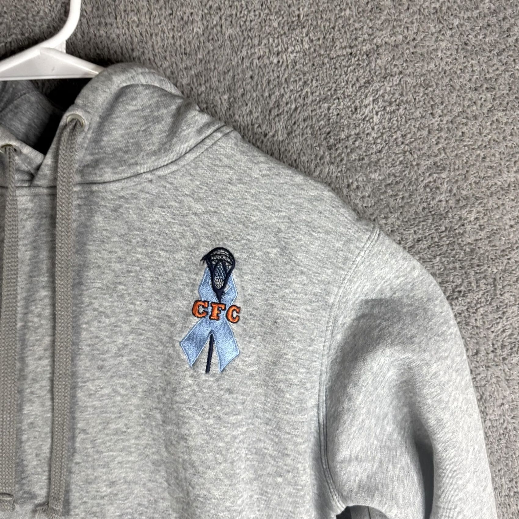 Nike Nike Hoodie Mens Medium Gray Pullover Fleece Sweatshirt CFC Lacrosse Ribbon Logo Size US M / EU 48-50 / 2 - 4 Thumbnail