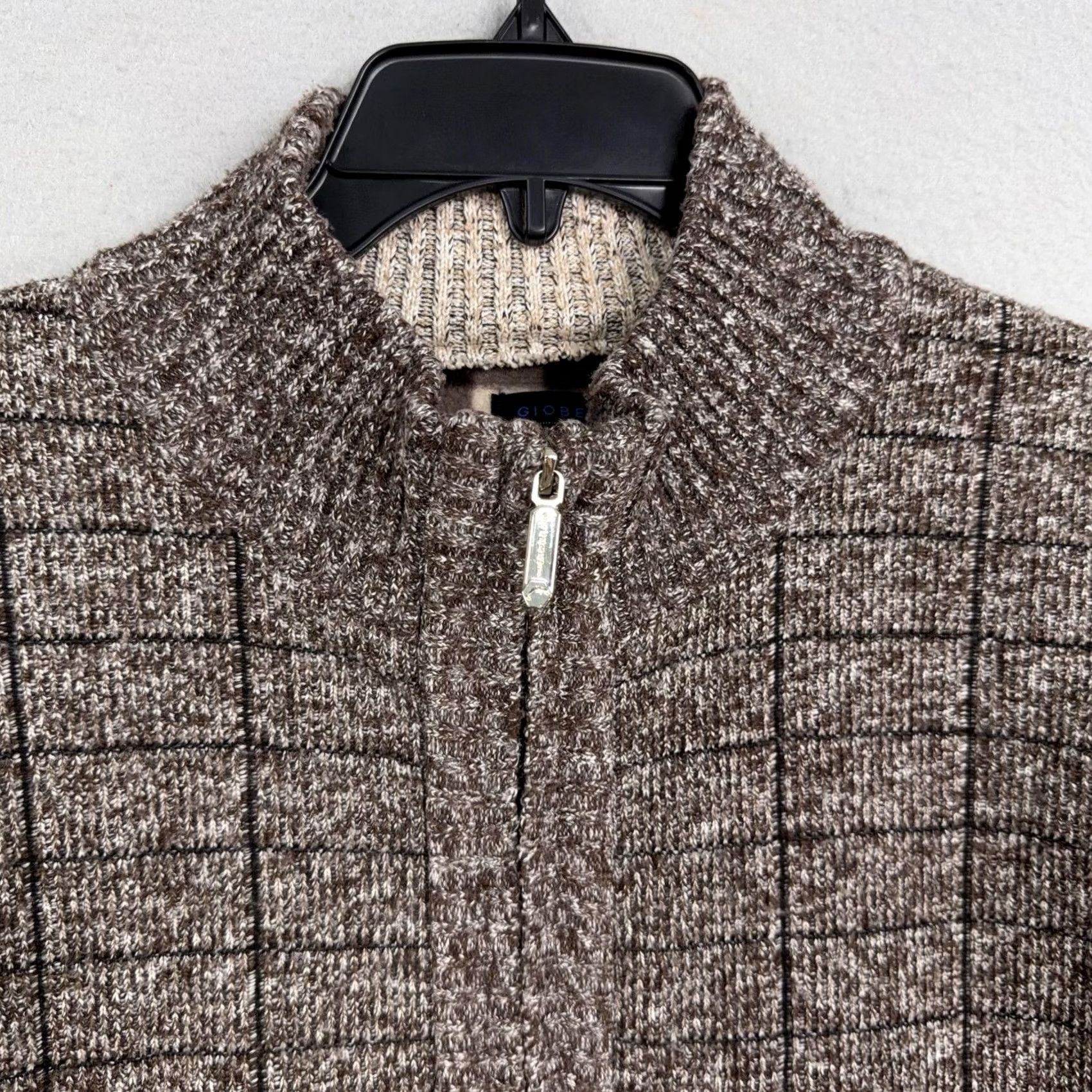Vintage Gioberti Sweater Mens Large Brown Full Zip Mock Neck Fleece Lined Knit Warm Size US L / EU 52-54 / 3 - 2 Thumbnail