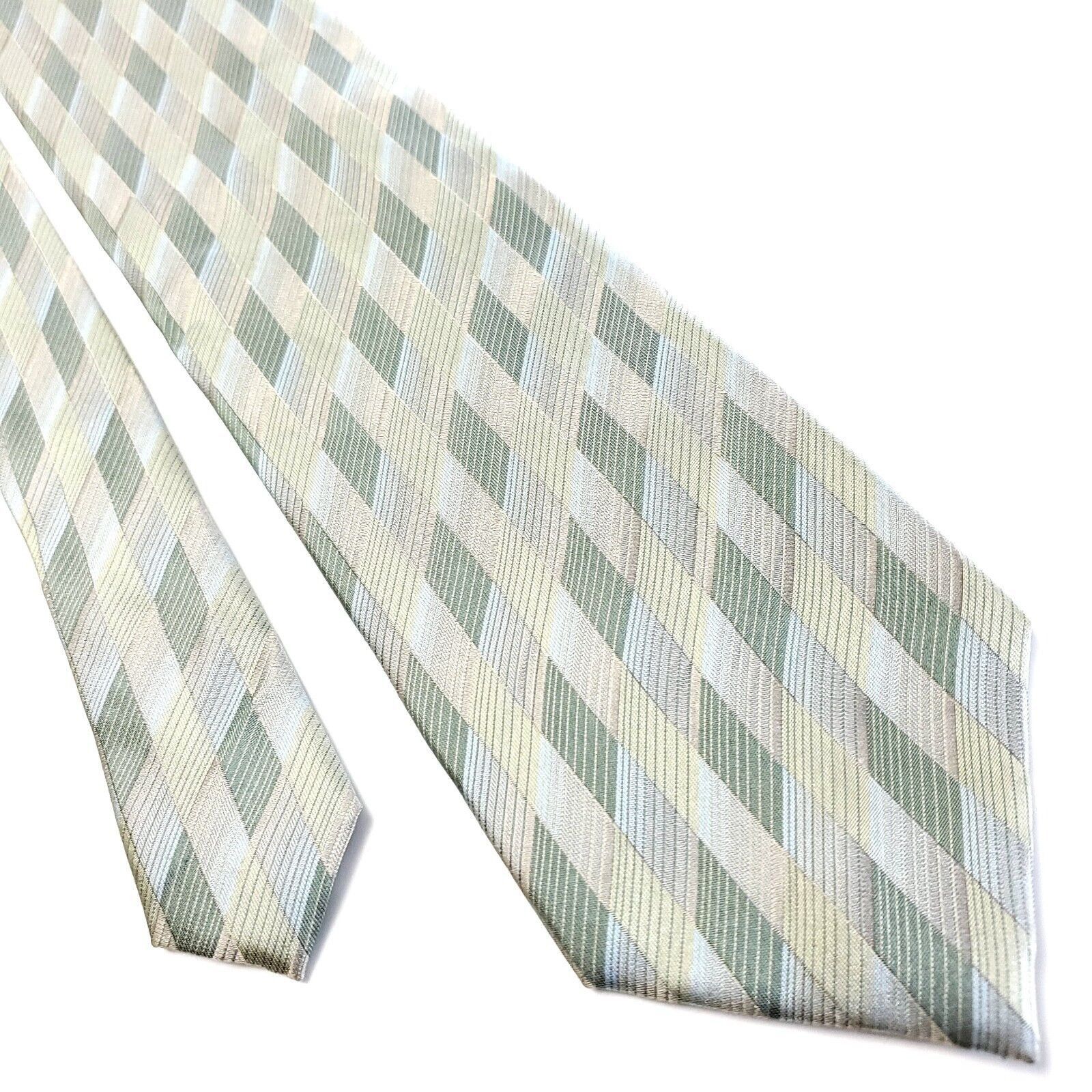 Van Heusen Van Heusen Green Silk Tie Woven Check Size ONE SIZE - 1 Thumbnail