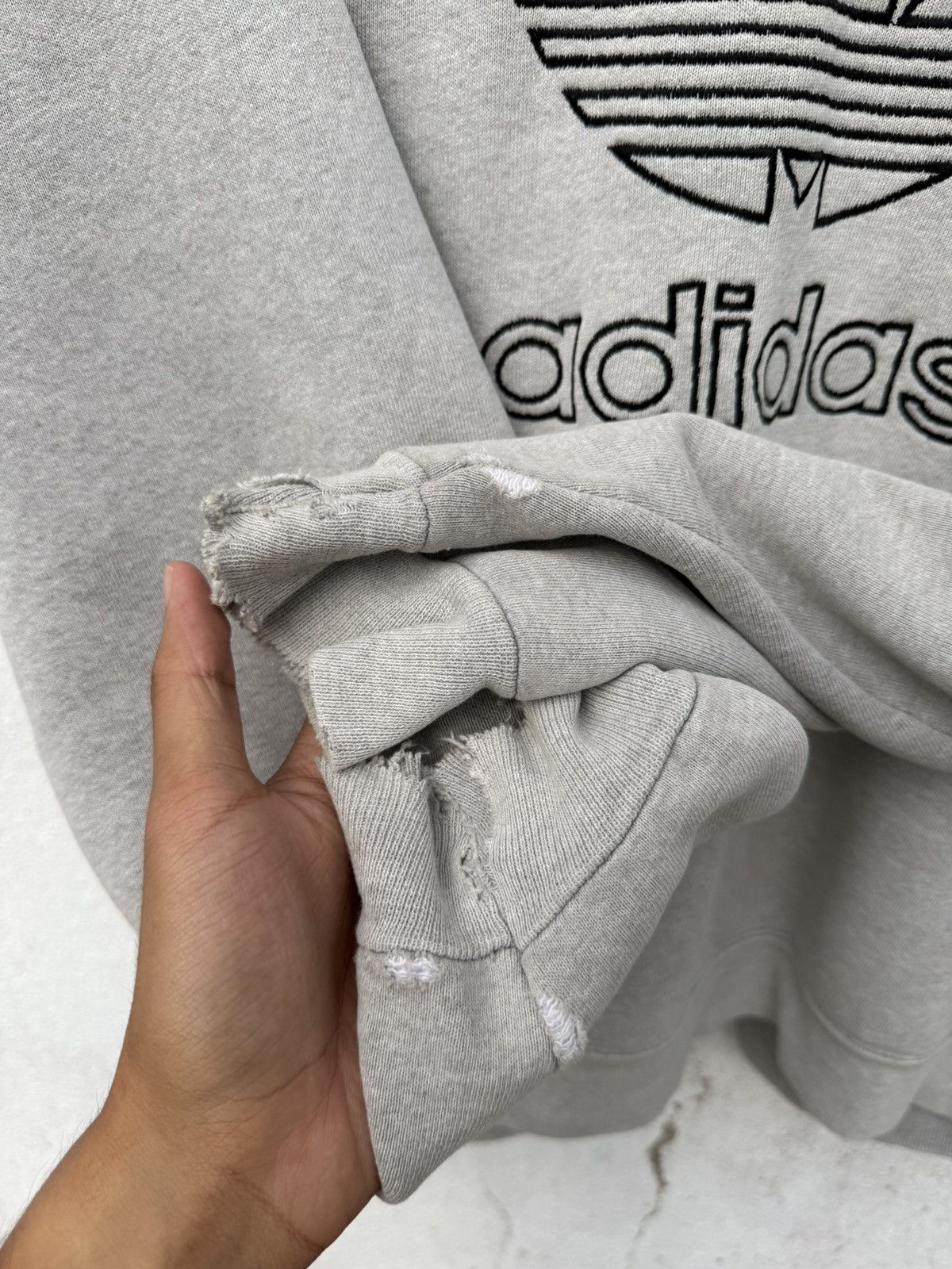 Vintage Distressed Vintage 90s Adidas Trefoil Hoodie Perfect Thrash Size US L / EU 52-54 / 3 - 5 Thumbnail
