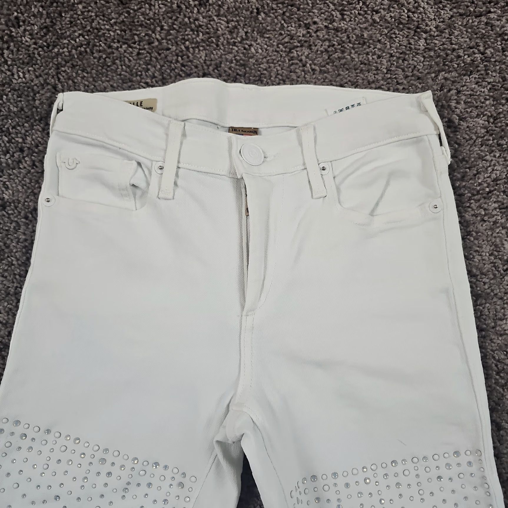 True Religion True Religion Jeans Womens 25 White Skinny Mid Rise Embellished Halle 23x30 Jeans Womens Size 42" / US 20 - 3 Thumbnail