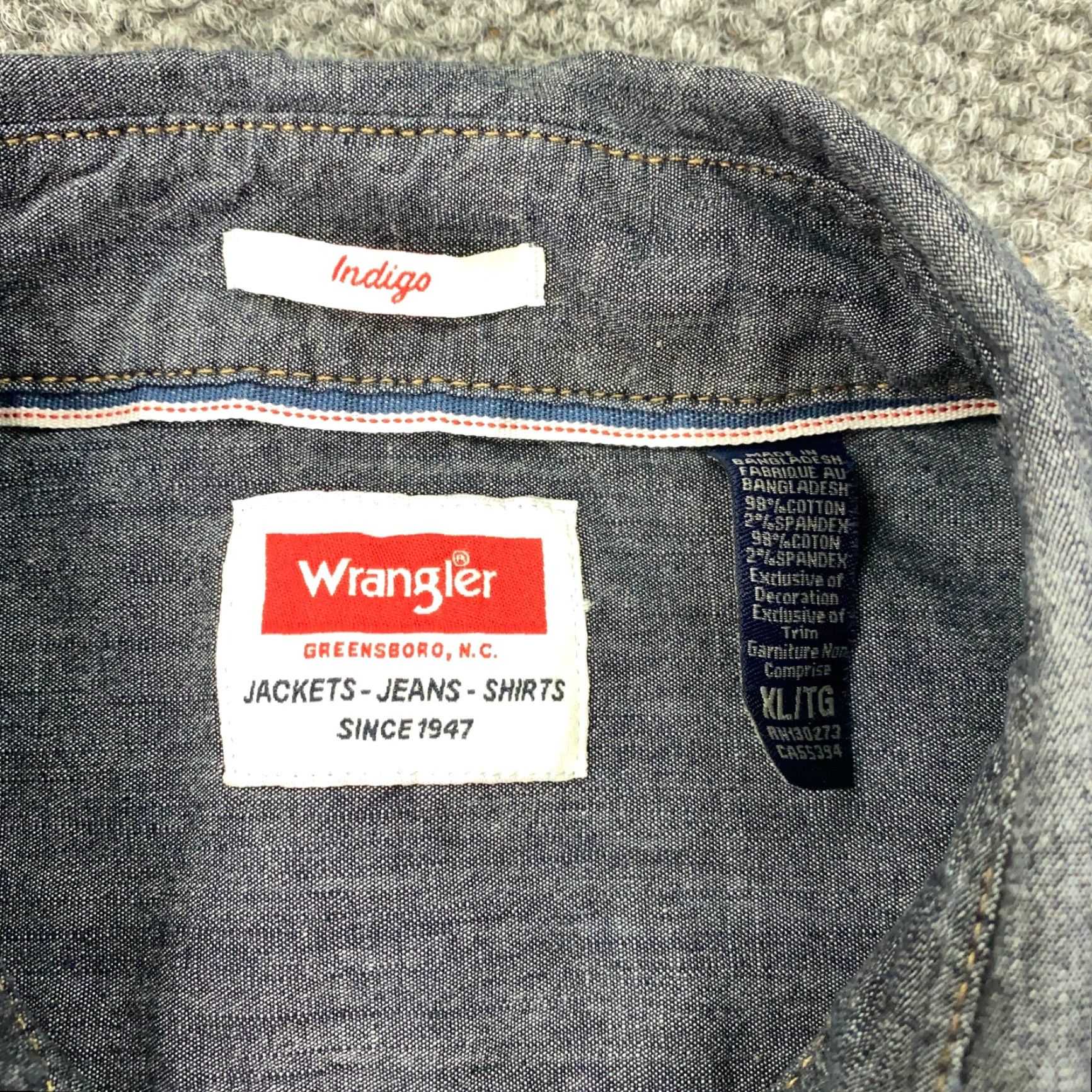 Wrangler VINTAGE Wrangler Indigo Denim Shirt Mens XL Blue Pearl Snap Western Cowboy Stretch Size US XL / EU 56 / 4 - 3 Thumbnail